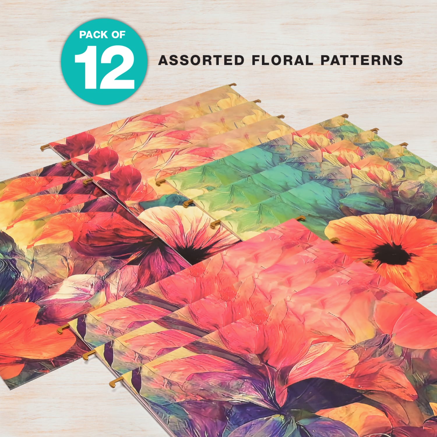 Global Deluxe Designer Printed Hanging File Folders, 1/5 Cut, Letter Size, Abstract Floral, Pack Of 12 Folders - Image 6