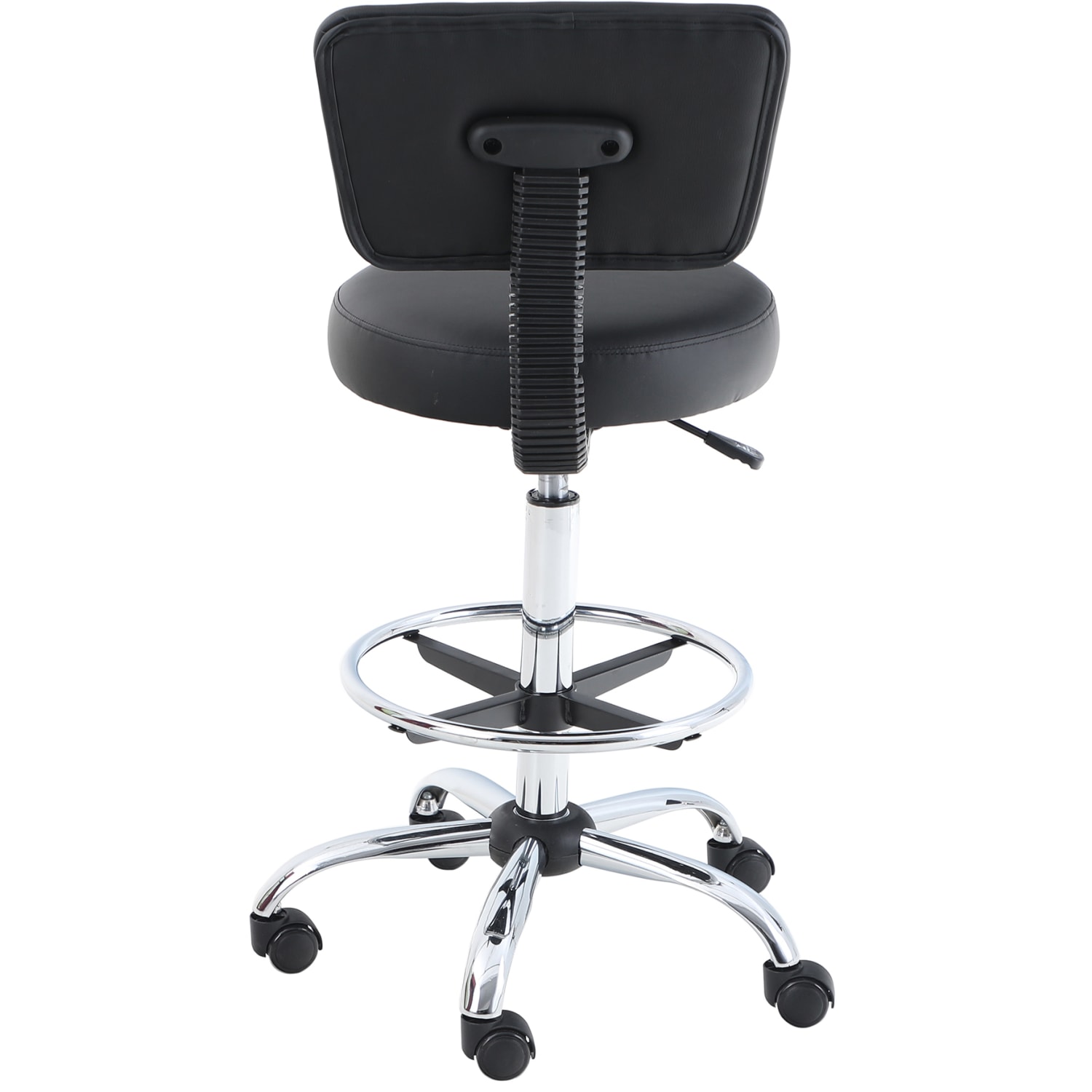 PHI VILLA Adjustable Ergonomic Faux Leather Mid-Back Swivel Office Drafting Chair With Detachable Backrest, Black - Image 5
