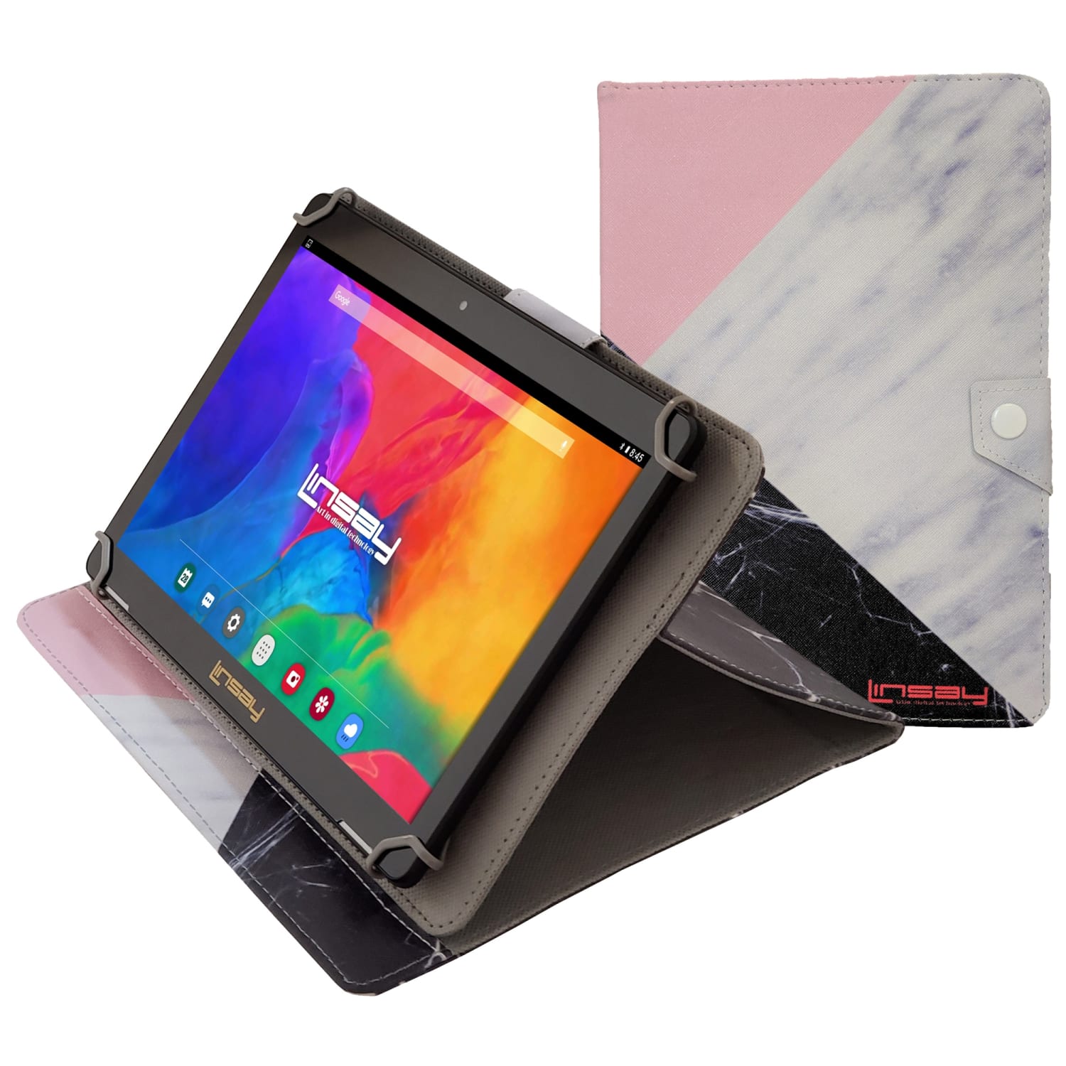 Linsay F10IPS Tablet, 10.1in Screen, 2GB Memory, 64GB Storage, Android 13, Black/White/Pink - Image 3