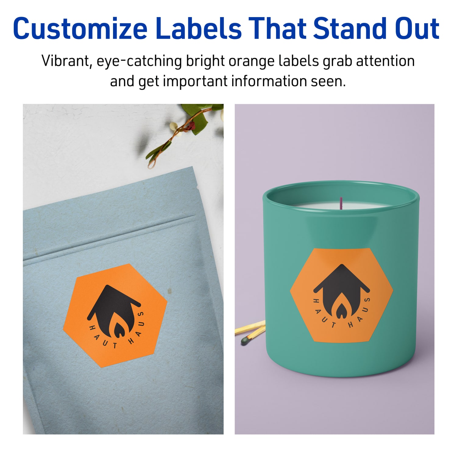 Avery Print-To-The-Edge Labels With Sure Feed Technology, 94121-BOP80, Hexagon, 2-1/2in x 2-57/64in, Matte Bright Orange, Pack of 480 - Image 4