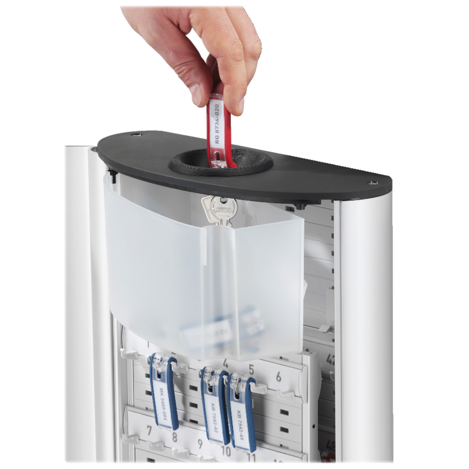 Durable Key Combination 54-Key Locking Aluminum Key Box, 15 3/4in x 11 3/4in x 4 5/8in, Silver - Image 3