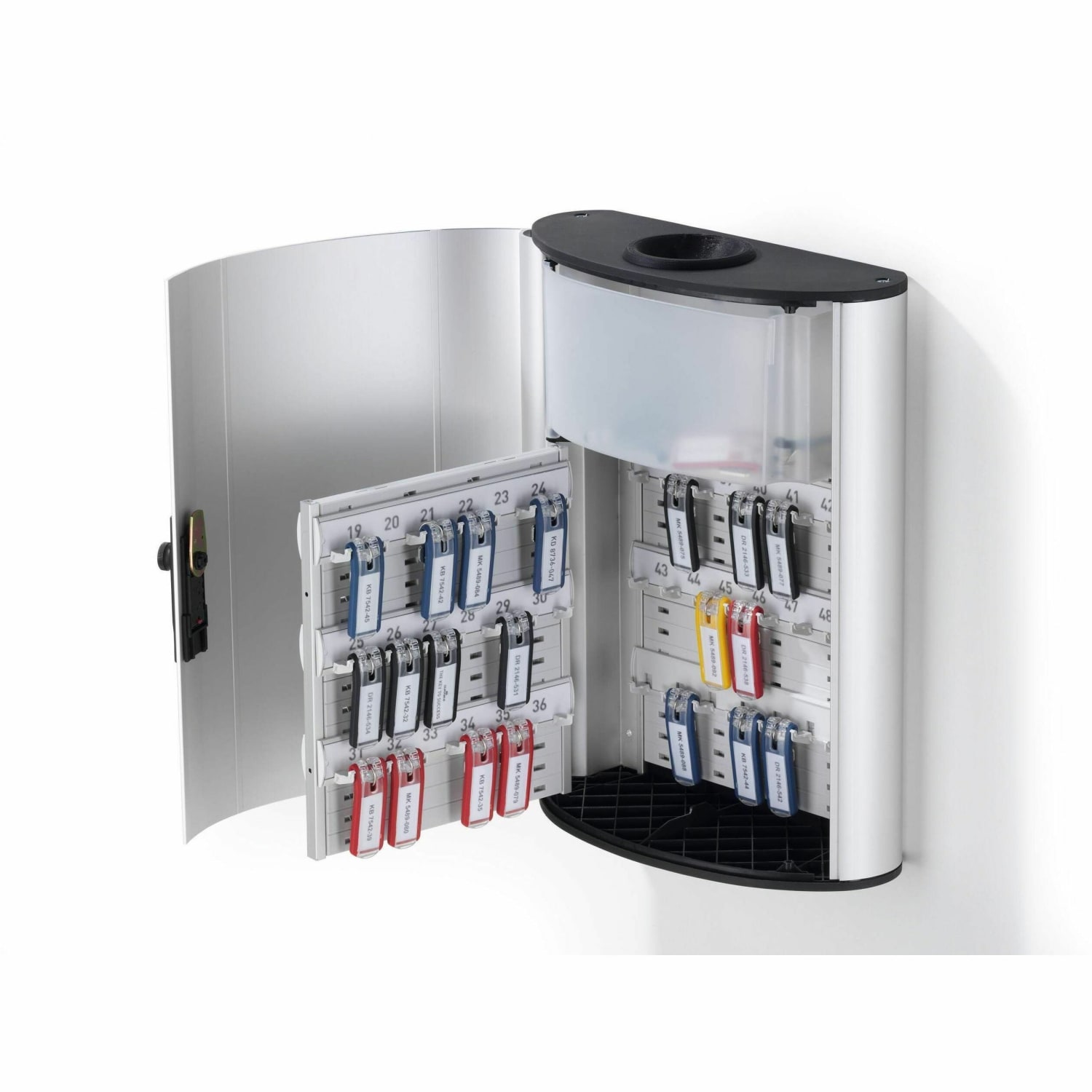 Durable Key Combination 54-Key Locking Aluminum Key Box, 15 3/4in x 11 3/4in x 4 5/8in, Silver - Image 5