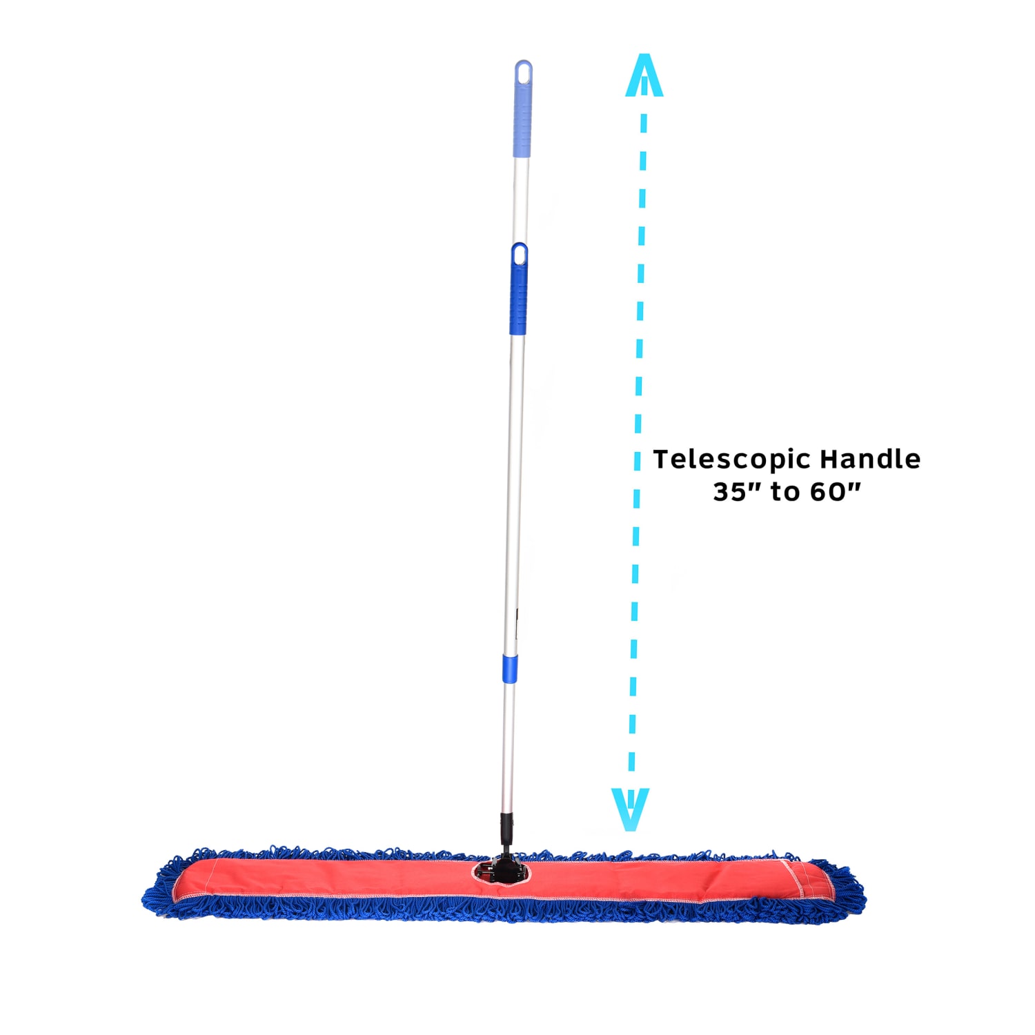 Alpine Microfiber Floor Dust/Dry Mop Set, 48in, Silver/Blue - Image 3