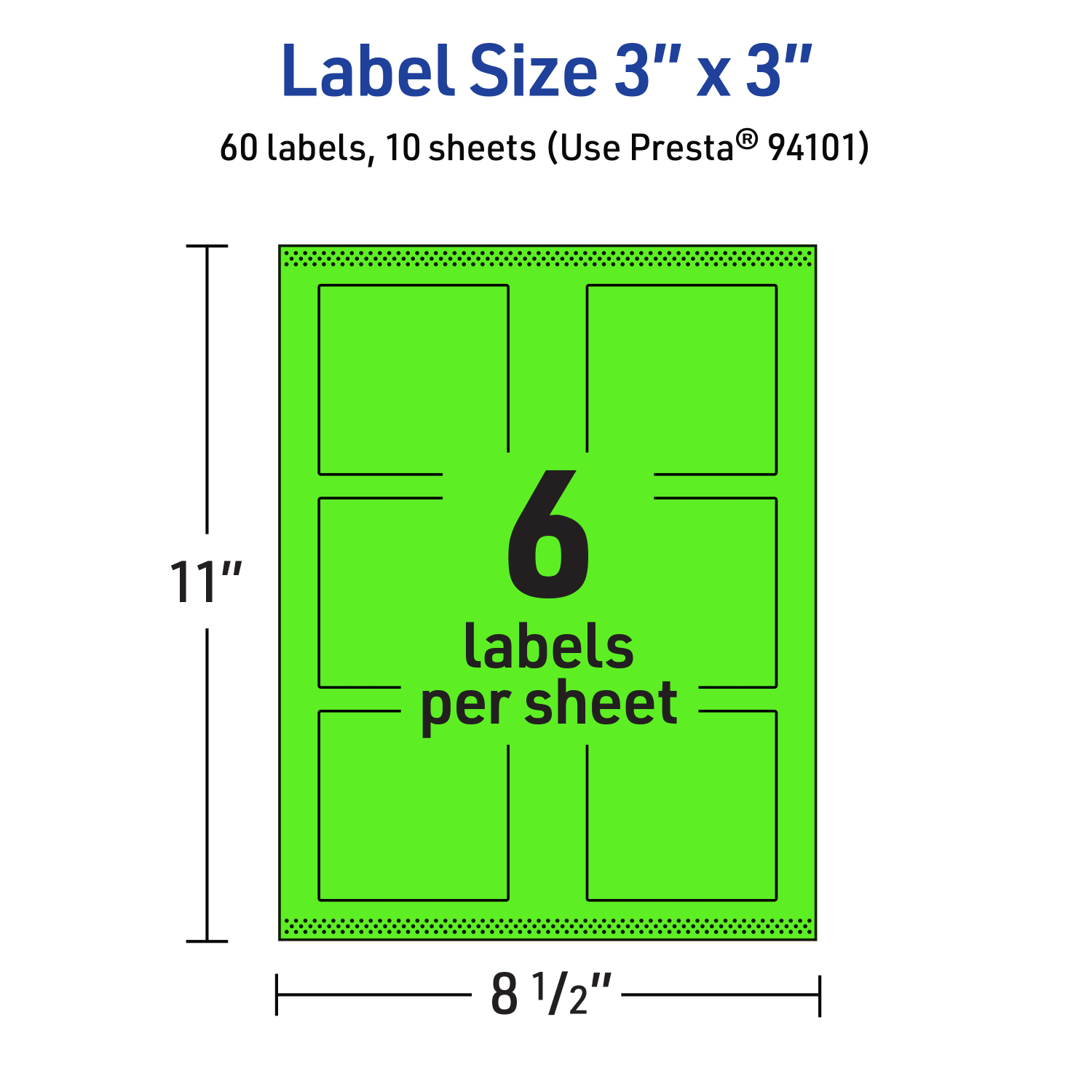 Avery Print-To-The-Edge Labels With Sure Feed Technology And Easy Peel Label Feature, 94101-NGP10, Square, 3in x 3in, Matte Neon Green, Pack of 60 - Image 6