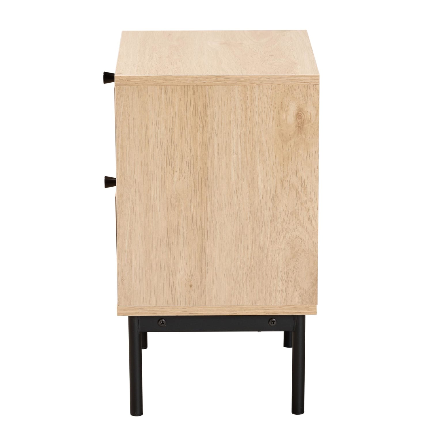 Baxton Studio Sherwin Mid-Century Modern 2-Drawer End Table With Woven Rattan Accent, 20-1/2inH x 15-3/4inW x 11-5/8inD, Light Brown/Black - Image 5