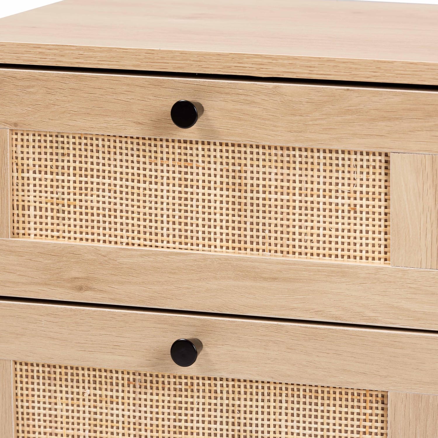 Baxton Studio Sherwin Mid-Century Modern 2-Drawer End Table With Woven Rattan Accent, 20-1/2inH x 15-3/4inW x 11-5/8inD, Light Brown/Black - Image 6