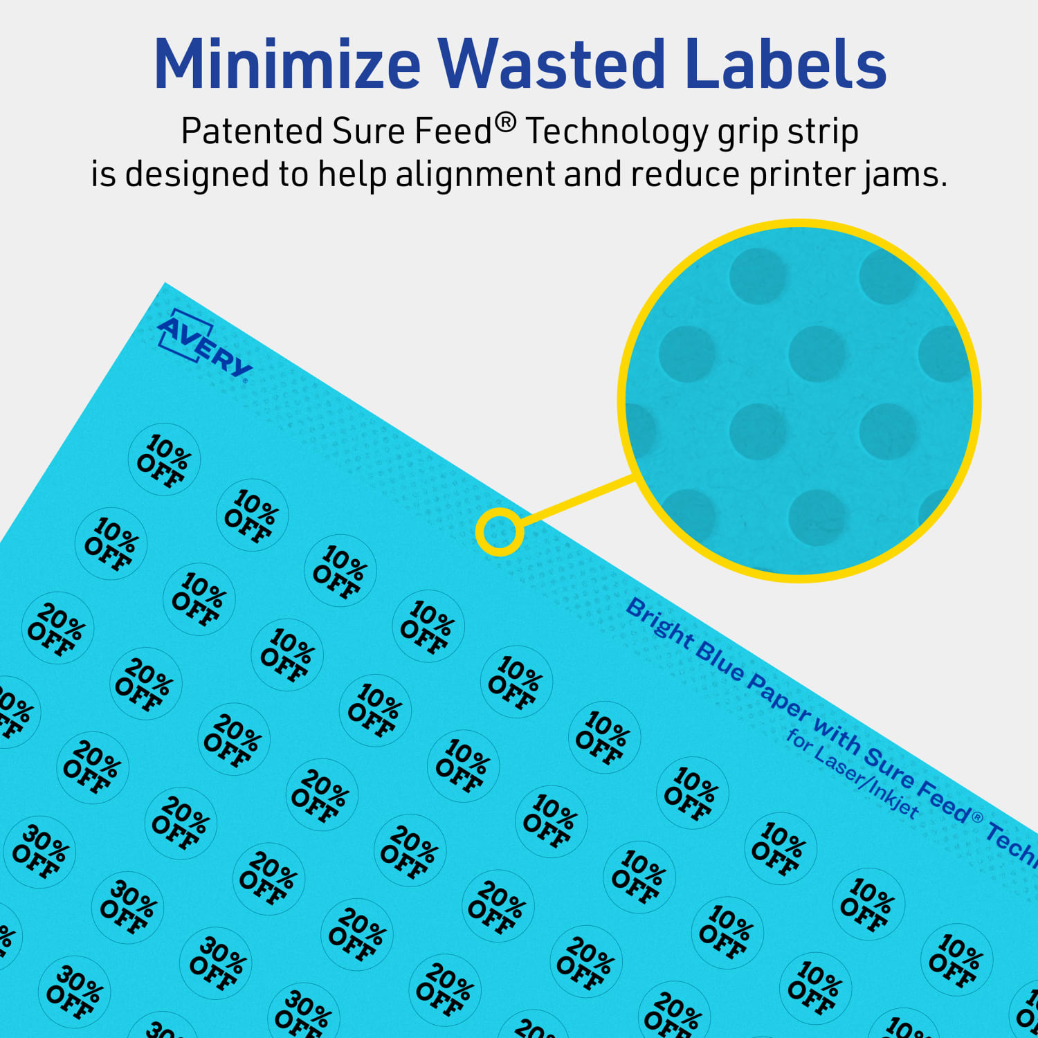 Avery Print-To-The-Edge Labels With Sure Feed Technology And Easy Peel Label Feature, 94503-BBP20, Round, 1/2in, Matte Bright Blue, Pack of 3080 - Image 5
