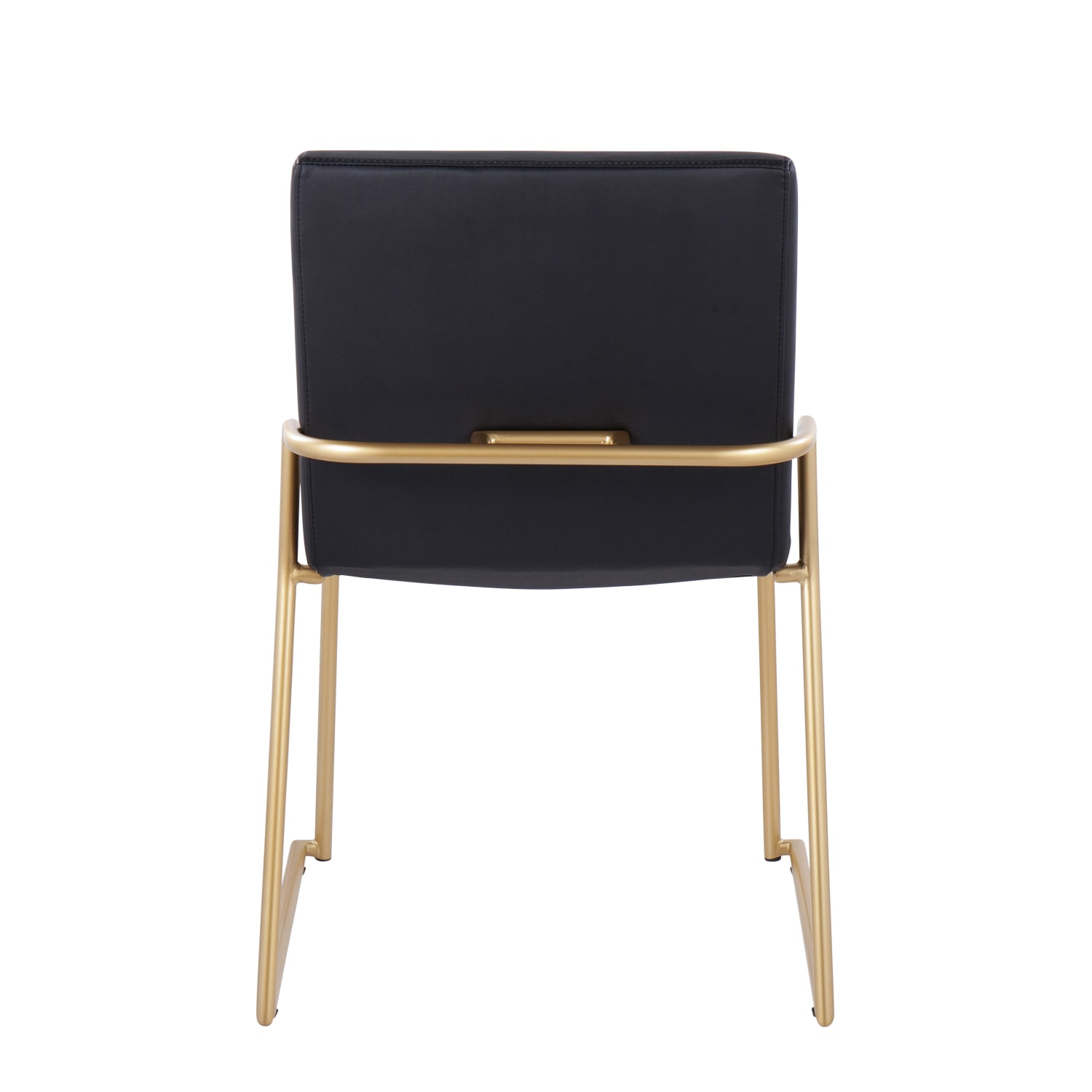 LumiSource Dutchess Contemporary Dining Chairs, faux Leather, Black/Gold, Set Of 2 Chairs - Image 3