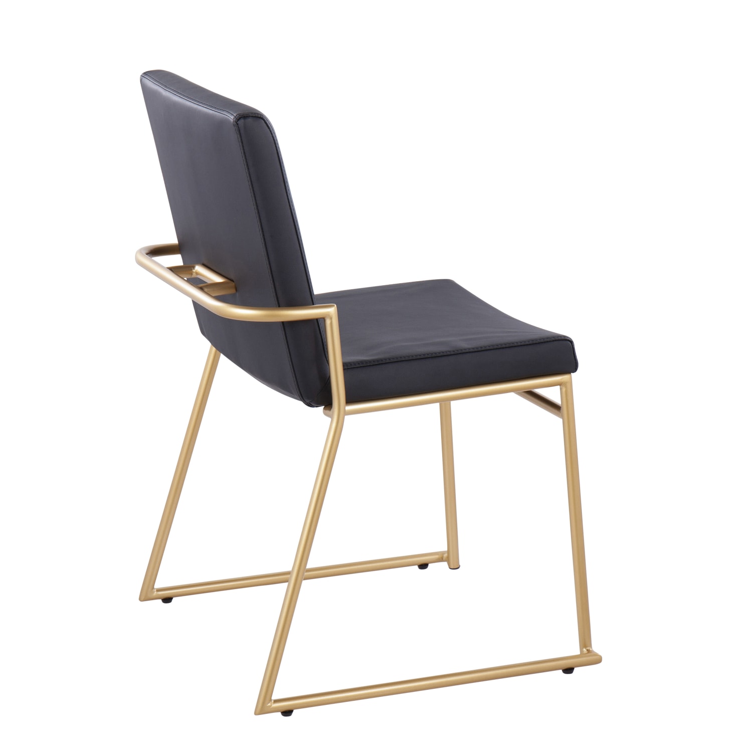LumiSource Dutchess Contemporary Dining Chairs, faux Leather, Black/Gold, Set Of 2 Chairs - Image 5