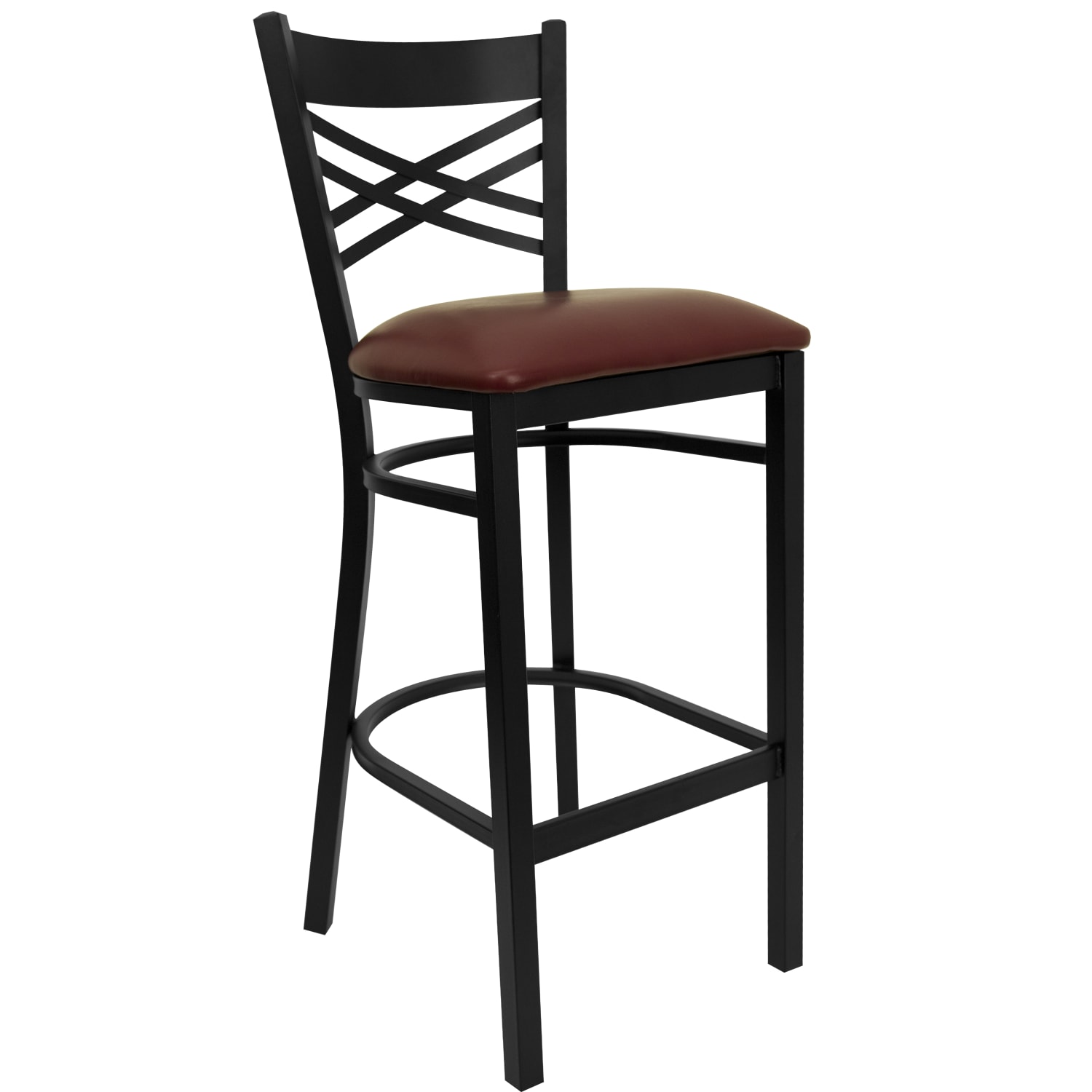Flash Furniture Metal/Vinyl Restaurant Barstool With X Back, Burgundy/Black - Image 3