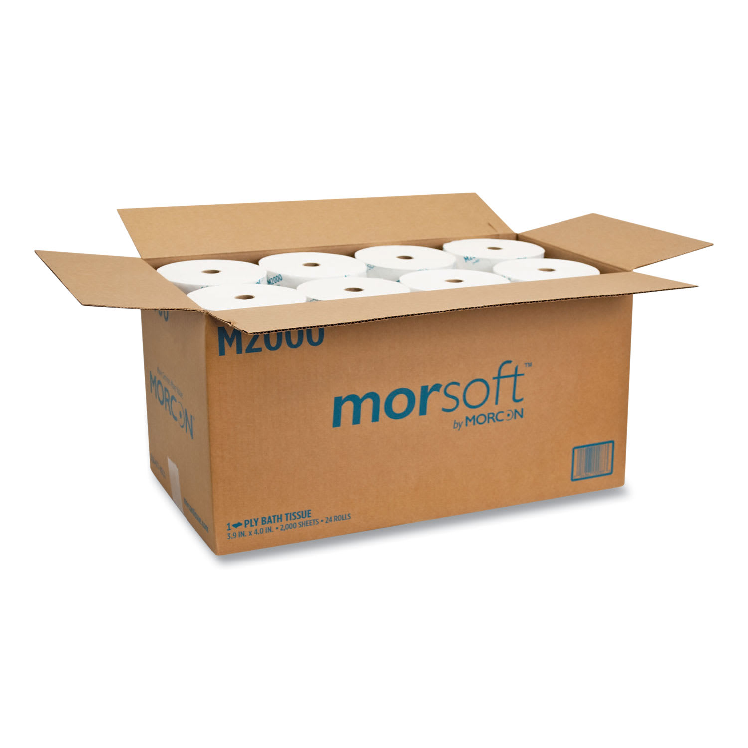 Morcon Tissue Small Core Bath Tissue, Septic Safe, 1-Ply, White, 2,000 Sheets/Roll, 24 Rolls/Carton - Image 4