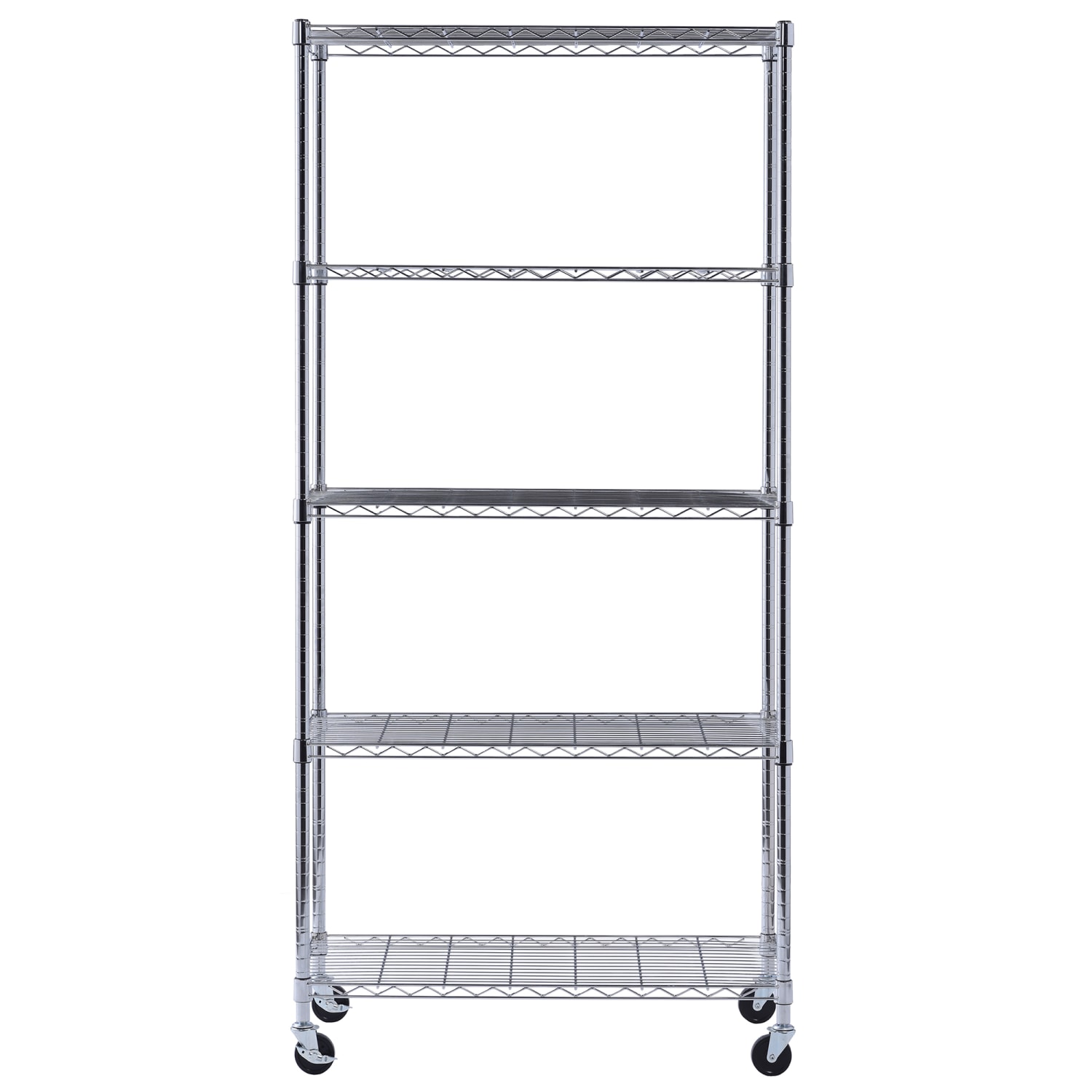 Edsal Muscle Rack Adjustable Mobile Wire Shelving, 5-Tier, 75inH x 36inW x 18inD, Chrome - Image 4