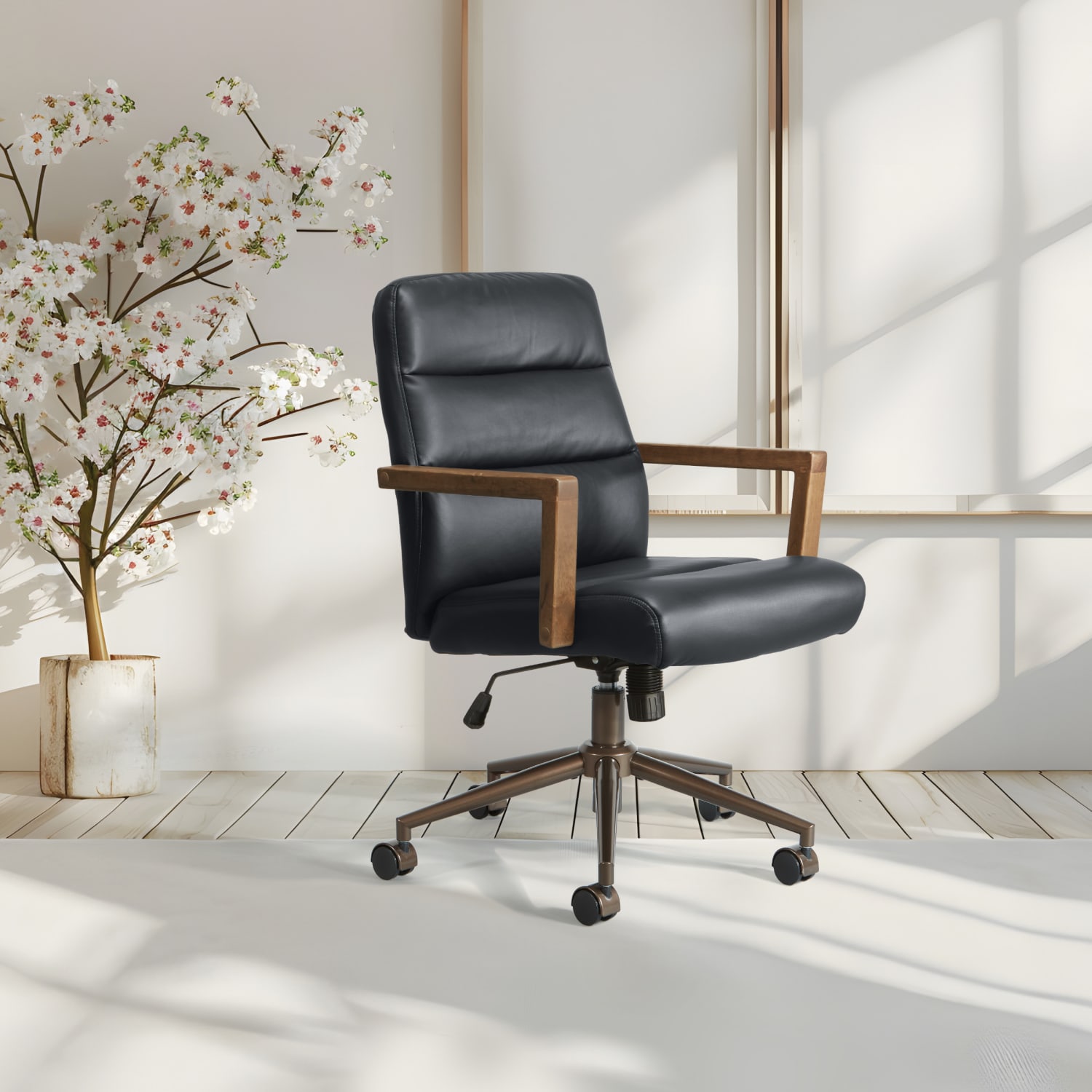 Office Star Henfield Faux Leather High Back Executive Office Chair Black PopularChairscom