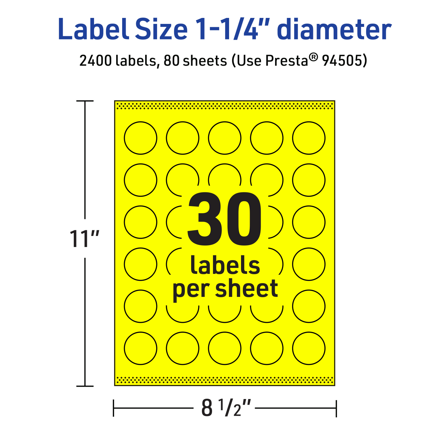 Avery Print-To-The-Edge Labels With Sure Feed Technology, 94505-NYP80, Round, 1-1/4in, Matte Neon Yellow, Pack of 2400 - Image 6
