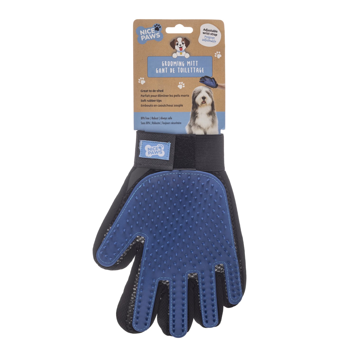 Nice Paws Grooming Mitt, 13in, Blue/Black - Image 3