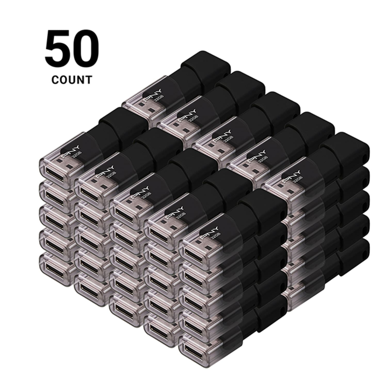 PNY Attache 3 USB 2.0 Flash Drives,32GB,Black Pack of 50 Flash Drives - Image 3