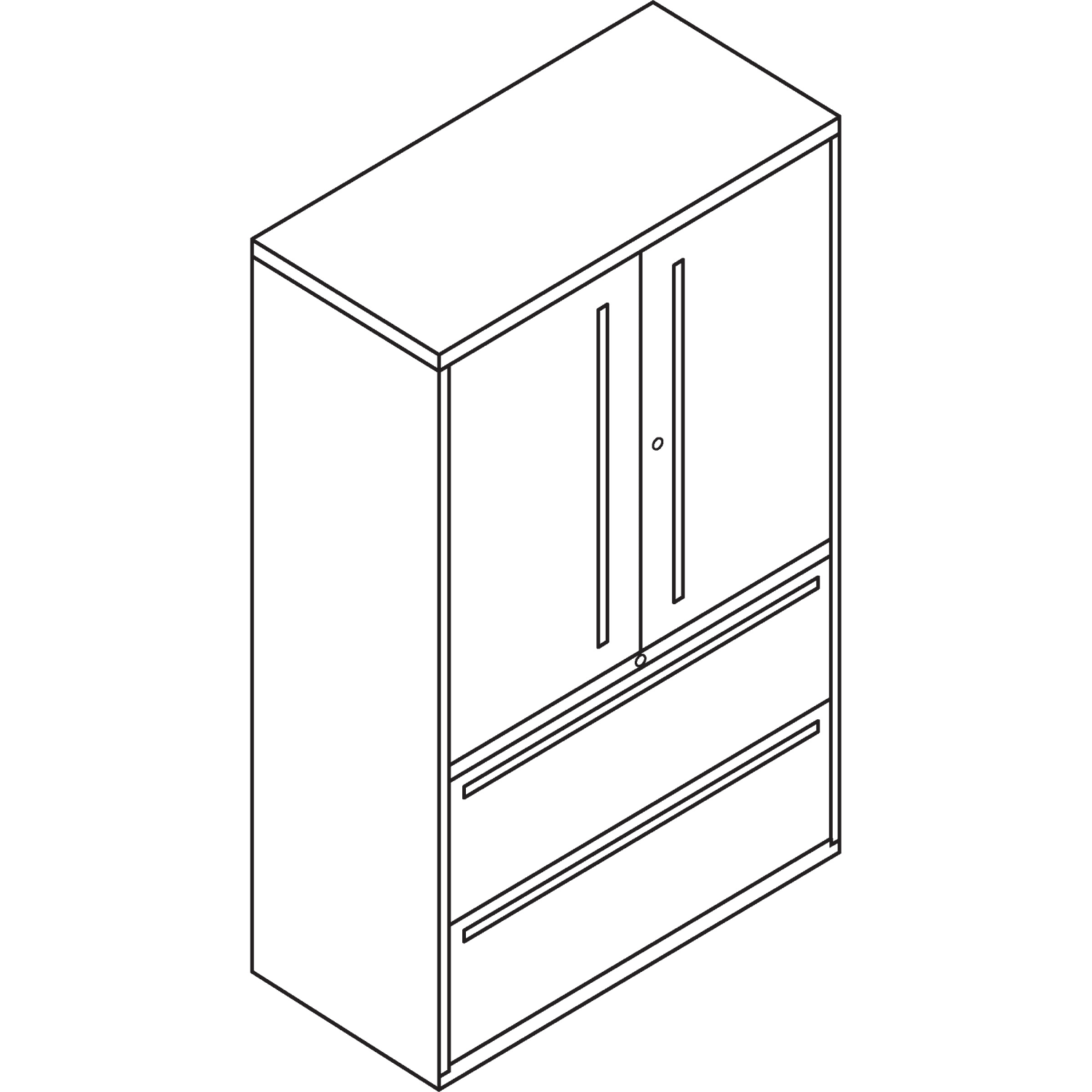 HON Brigade 700 Combo 42inW x 19-1/4inD Lateral 2-Drawer File Cabinet, Black - Image 4