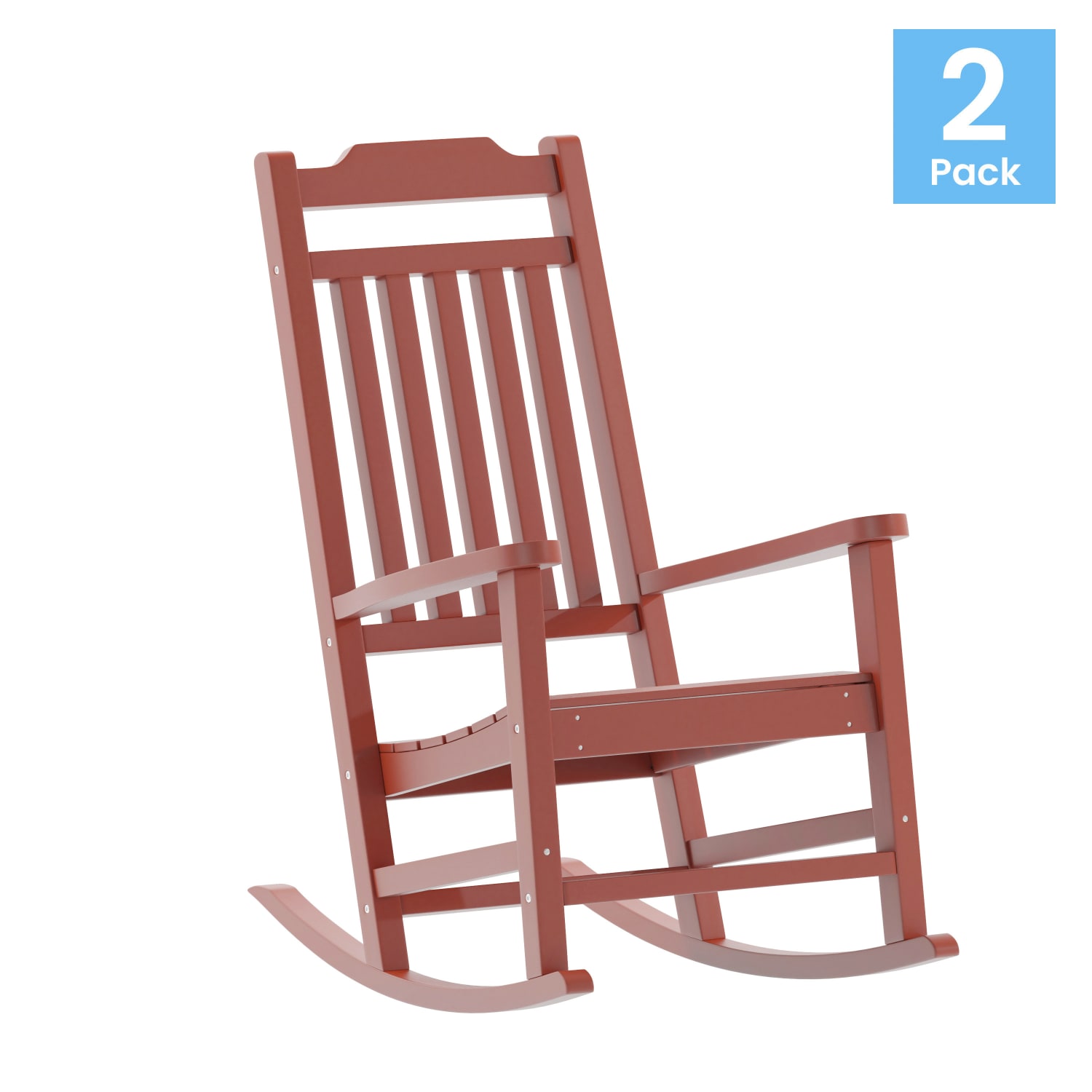 Flash Furniture Winston All-Weather Rocking Chairs, Red, Set Of 2 Chairs - Image 3