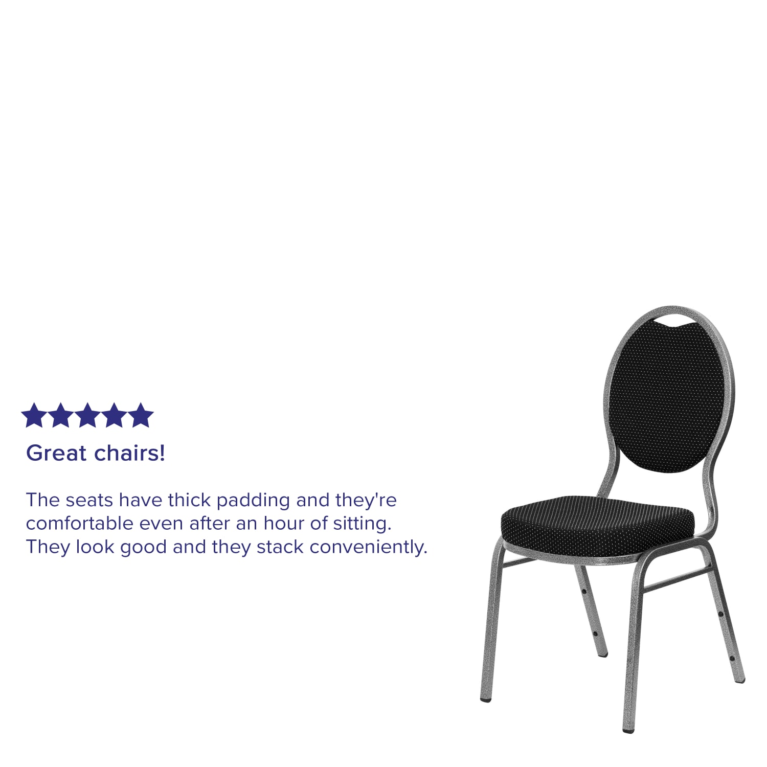 Flash Furniture HERCULES Teardrop-Back Stacking Banquet Chair, Black/Silvervein - Image 5