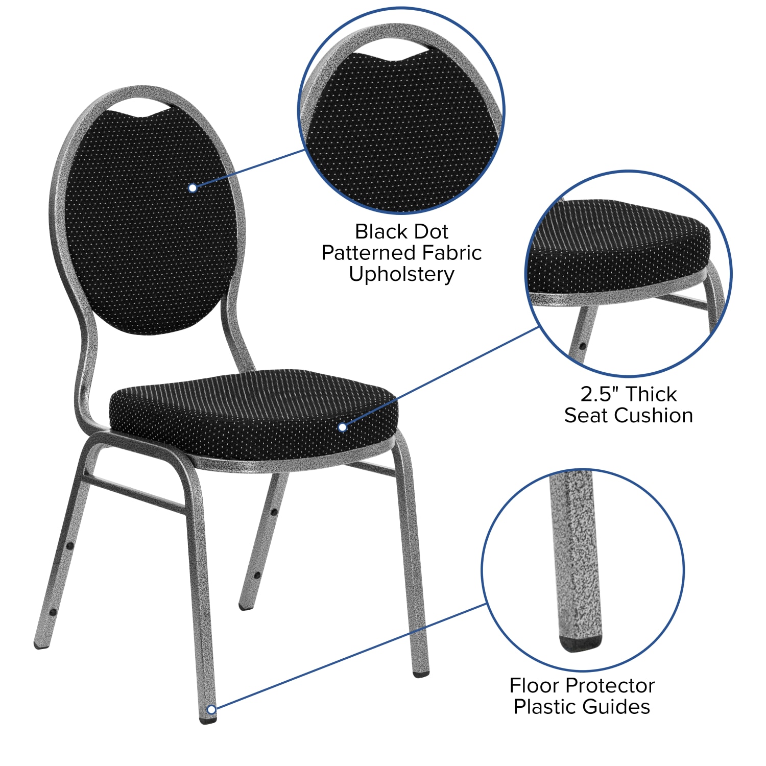 Flash Furniture HERCULES Teardrop-Back Stacking Banquet Chair, Black/Silvervein - Image 6