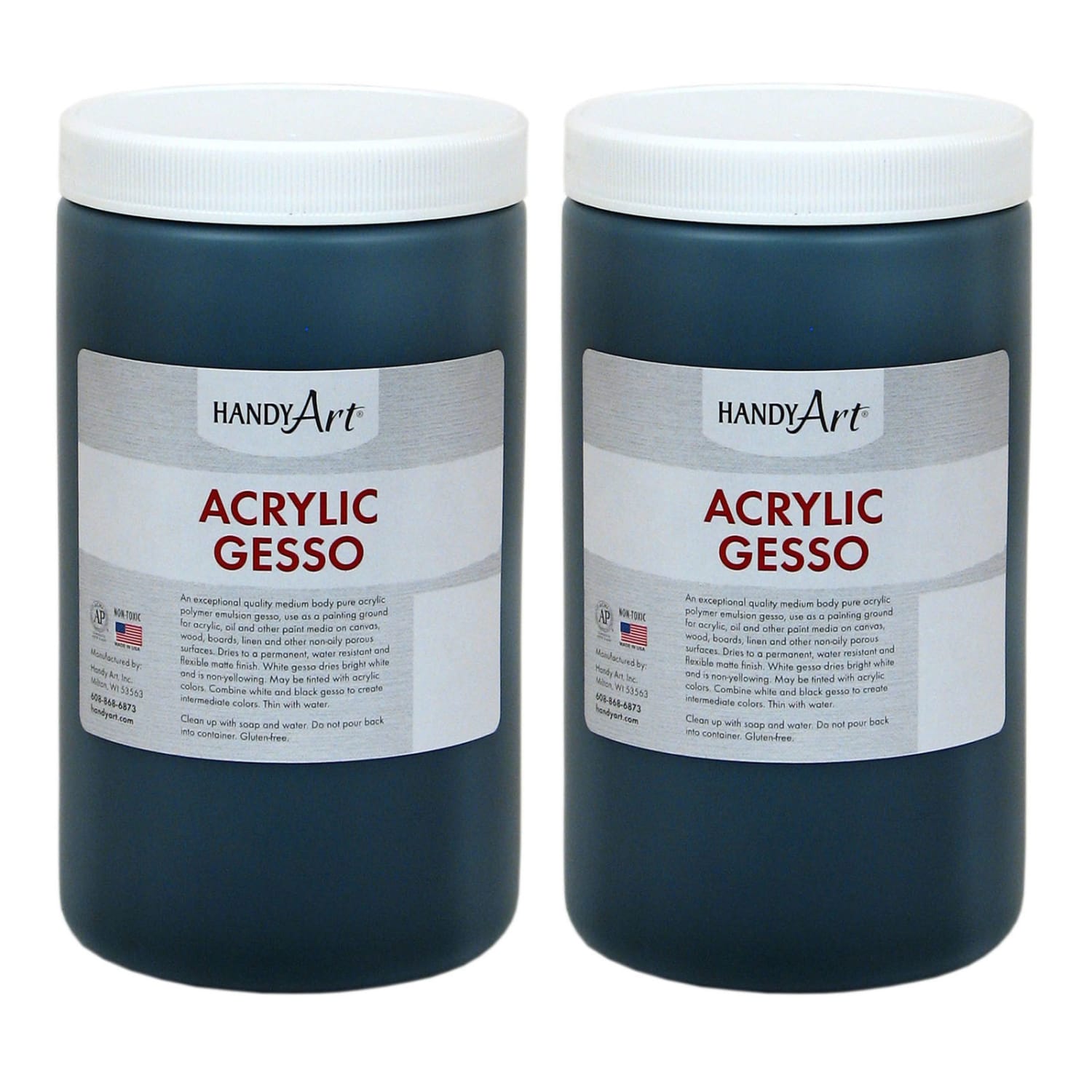 Handy Art Acrylic Gesso, 32 Oz, Black, Pack Of 2 Bottles