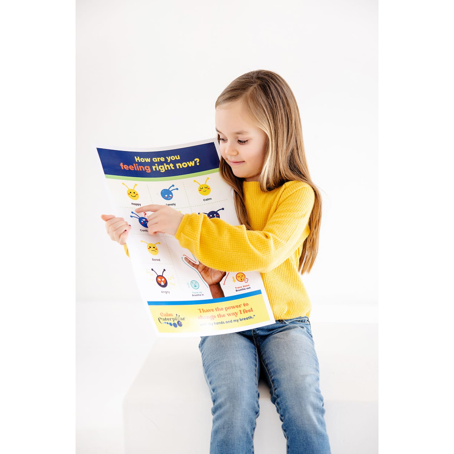 The Calm Caterpillar Calm Caterpillar Feelings and Emotions Chart For Kids and Toddlers, 18in x 12in - Image 4