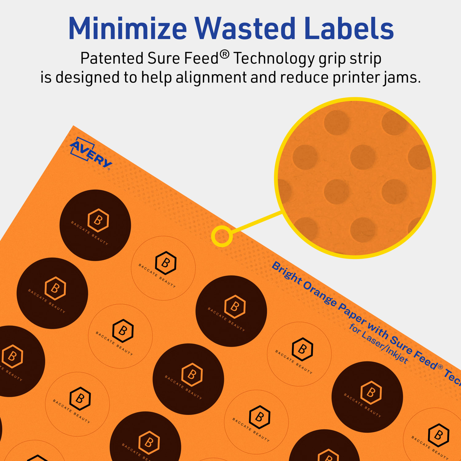 Avery Print-To-The-Edge Labels With Sure Feed Technology And Easy Peel Label Feature, 94500-BOP80, Round, 1in, Matte Bright Orange, Pack of 3840 - Image 5