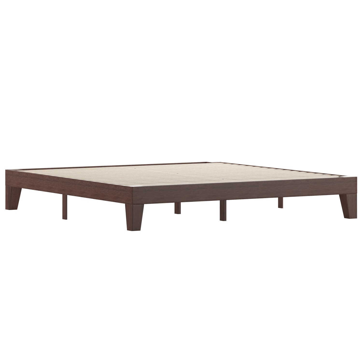 Flash Furniture Evelyn Wood Platform Bed With Wooden Support Slats, King, 79-1/2inL x 75-1/2inW x 79-1/2inD, Walnut - Image 3