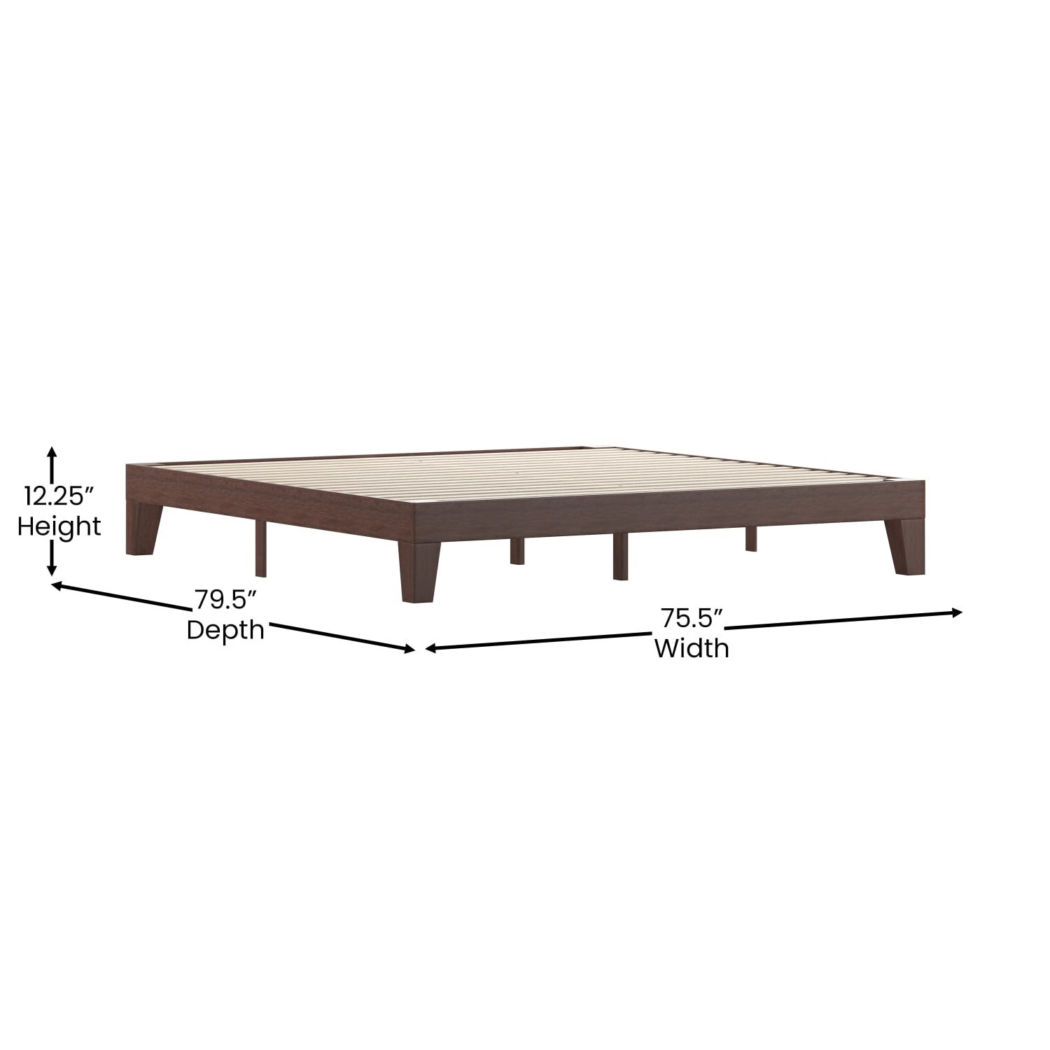 Flash Furniture Evelyn Wood Platform Bed With Wooden Support Slats, King, 79-1/2inL x 75-1/2inW x 79-1/2inD, Walnut - Image 6