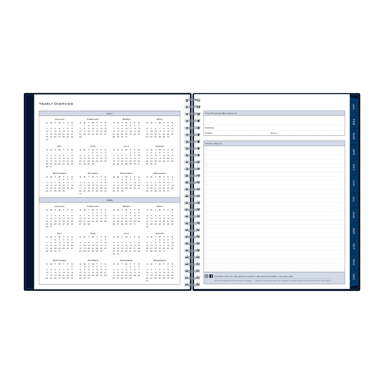 2027 Blue Sky Passages Solid Navy Monthly Planning Calendar, 8x10, 0%, PP, Jan-Dec, RY27 - Image 4