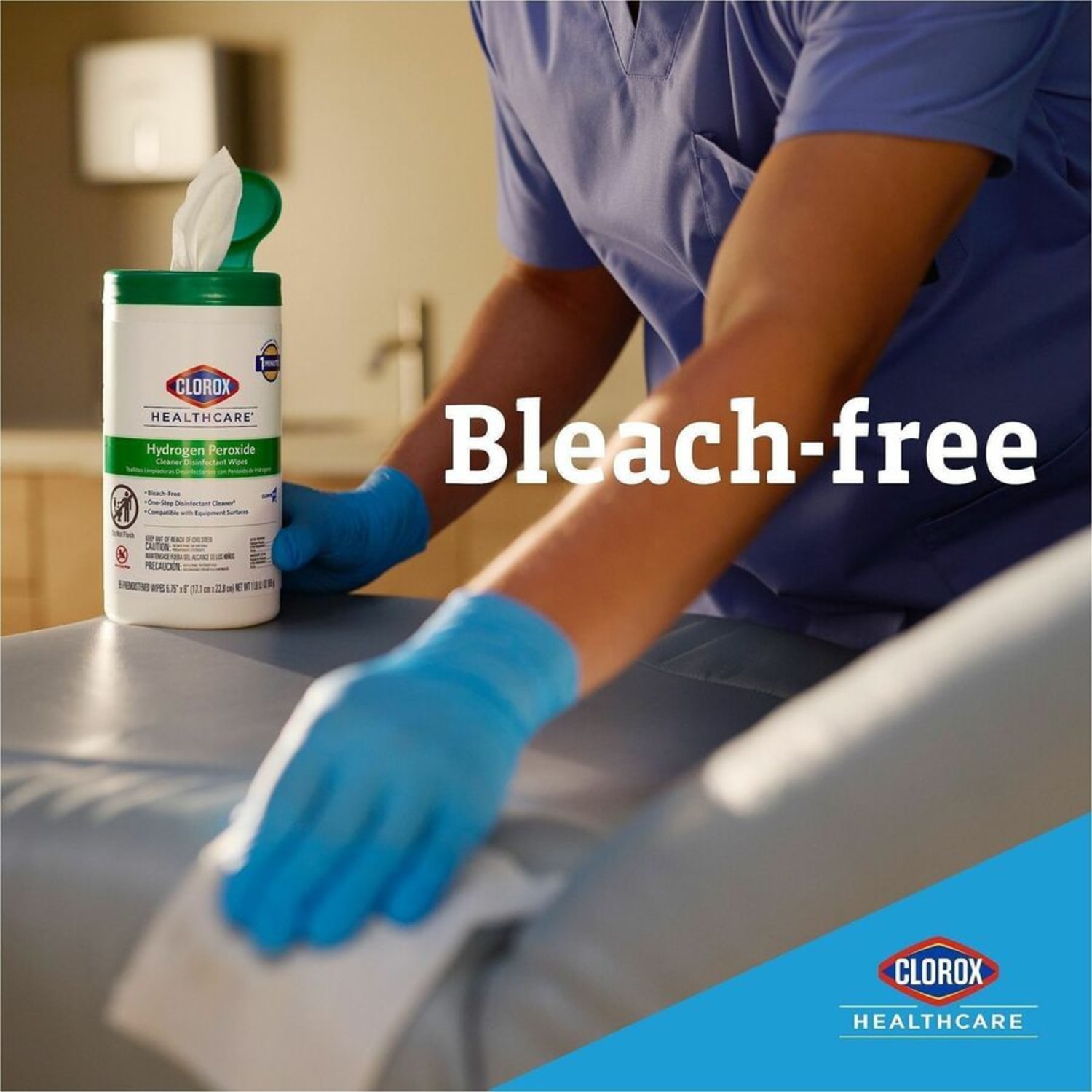 Clorox Healthcare Hydrogen Peroxide Cleaner Disinfectant Wipes - Bleach-free, Antibacterial - White - 185 Pack - 200 / Pallet - Image 6