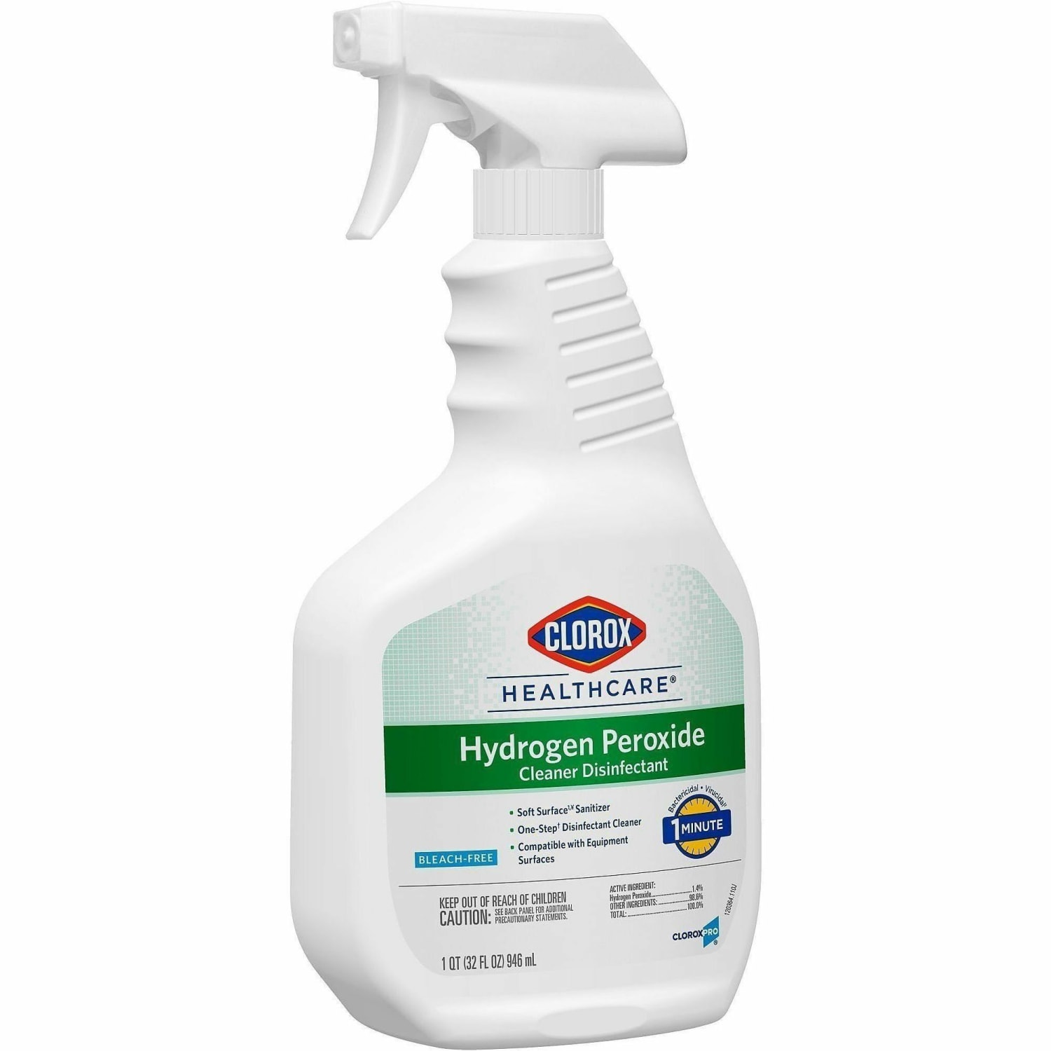 Clorox Healthcare Hydrogen Peroxide Cleaner Disinfectant Spray - 32 fl oz (1 quart) - Bleach-free, Disinfectant, Antibacterial - Clear - 432 / Pallet - Image 3