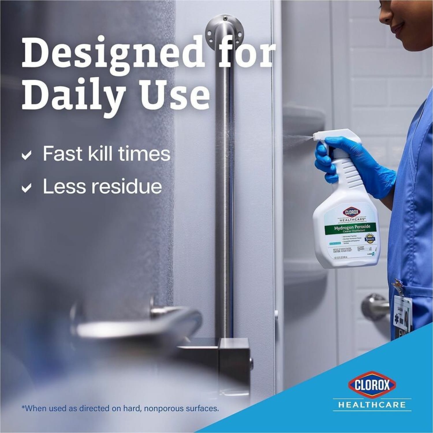 Clorox Healthcare Hydrogen Peroxide Cleaner Disinfectant Spray - 32 fl oz (1 quart) - Bleach-free, Disinfectant, Antibacterial - Clear - 432 / Pallet - Image 6