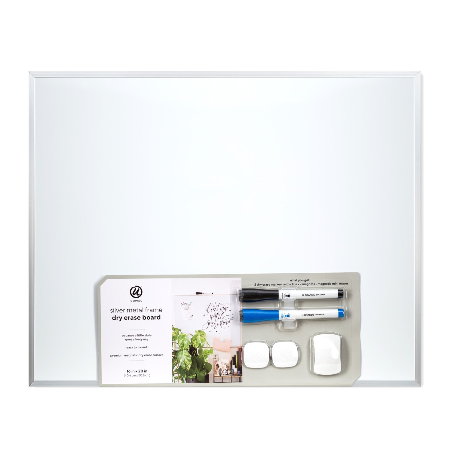 U Brands Magnetic Dry-Erase Whiteboard, 16in x 20in, Aluminum Frame With Silver Finish - Image 4