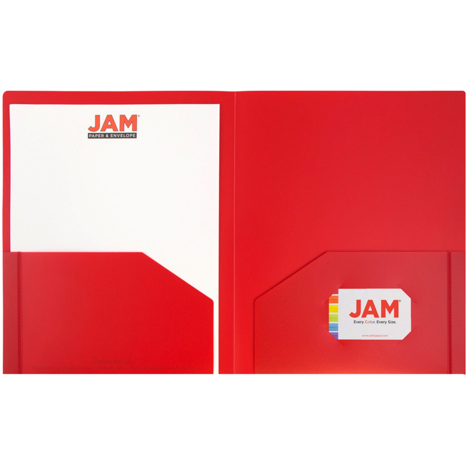 JAM Paper Heavy-Duty 2-Pocket Plastic Presentation Folders, 9in x 12in, Red, Pack Of 6 - Image 5