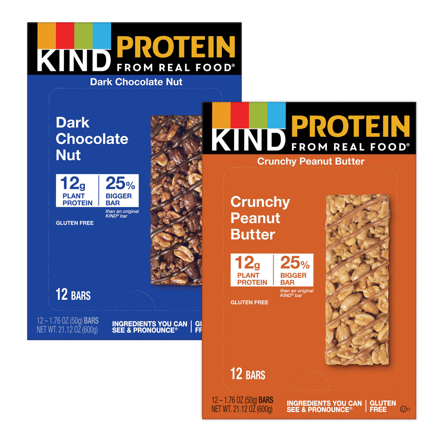 KIND Protein Bars Variety Pack, Crunchy Peanut Butter/Dark Chocolate Nut, 1.74 Oz, Pack Of 24 Bars