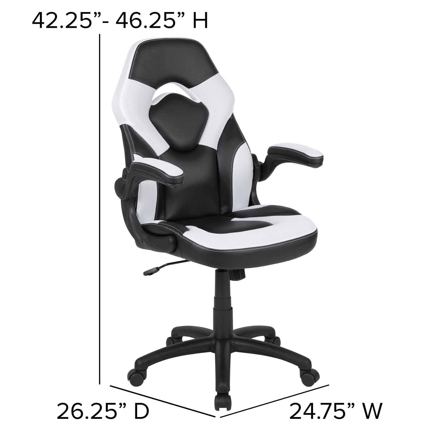 Flash Furniture X10 Ergonomic LeatherSoft Faux Leather High-Back Racing Gaming Chair With Flip-Up Arms, White/Black - Image 8