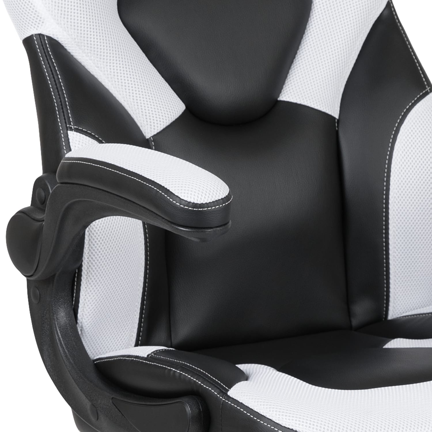 Flash Furniture X10 Ergonomic LeatherSoft Faux Leather High-Back Racing Gaming Chair With Flip-Up Arms, White/Black - Image 10