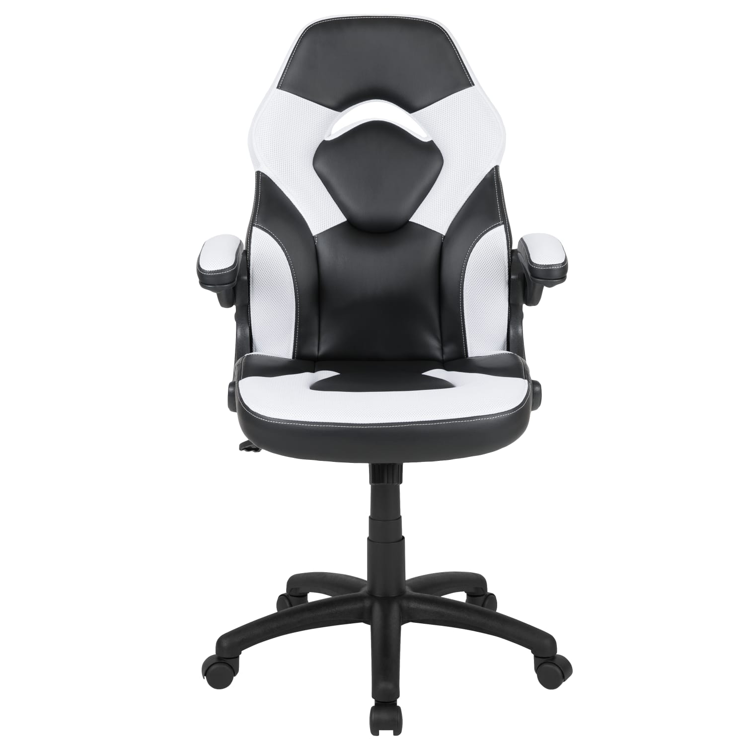 Flash Furniture X10 Ergonomic LeatherSoft Faux Leather High-Back Racing Gaming Chair With Flip-Up Arms, White/Black - Image 12