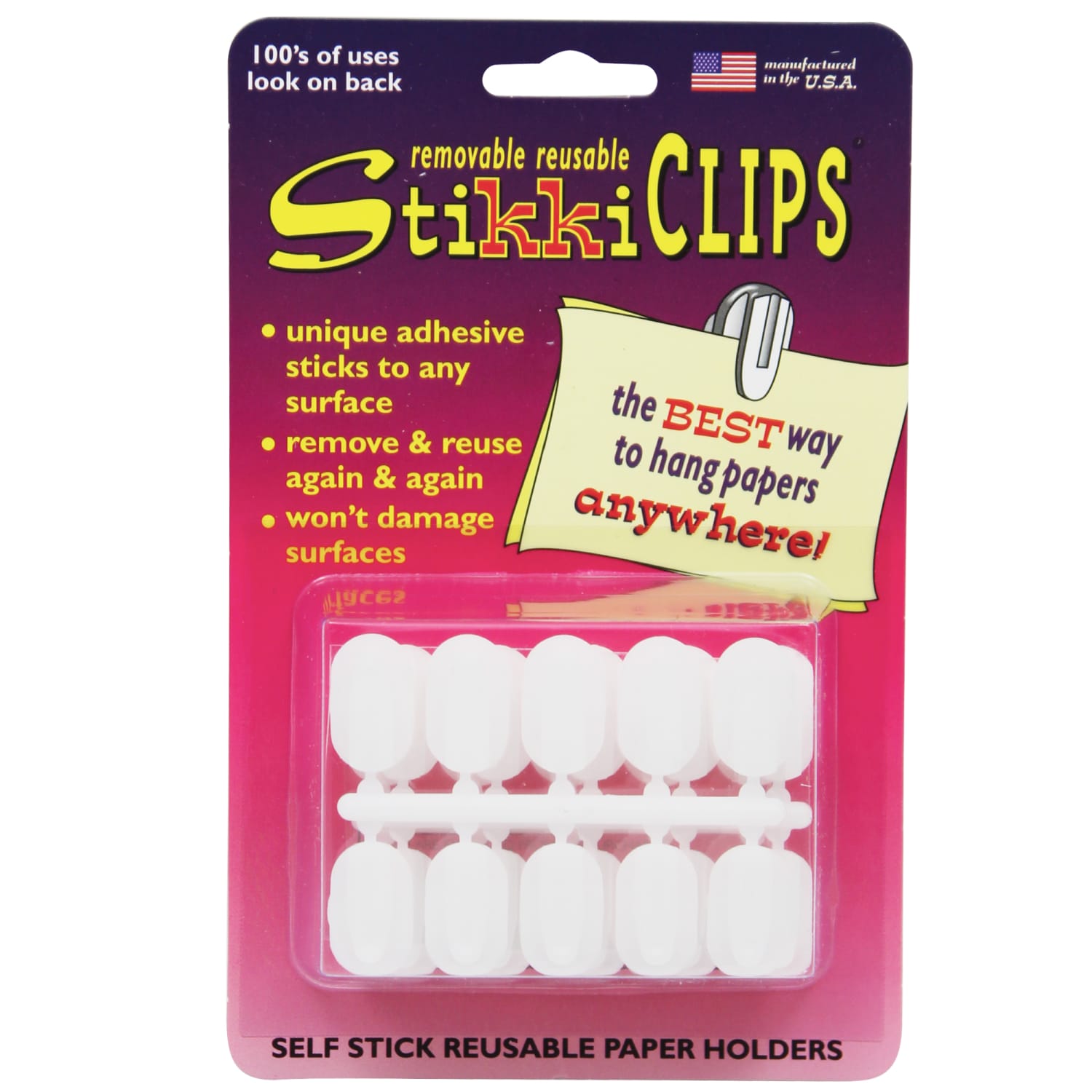 StikkiWorks Co. StikkiCLIPS Adhesive Clips, 6-5/16in x 4in, White, 30 Clips Per Pack, Set Of 3 Packs - Image 3