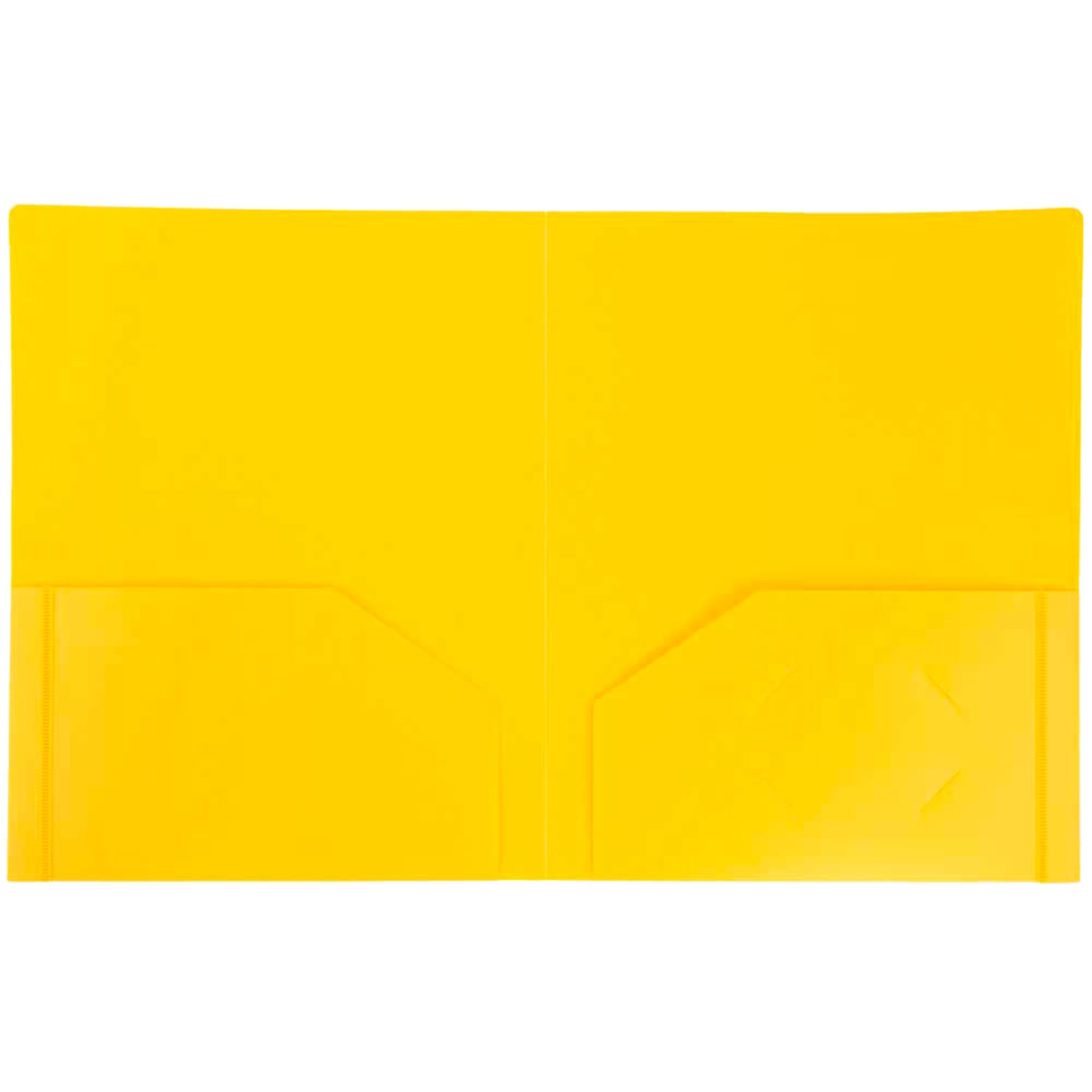 JAM Paper Heavy-Duty 2-Pocket Plastic Presentation Folders, 9in x 12in, Yellow, Pack Of 6 Folders - Image 3