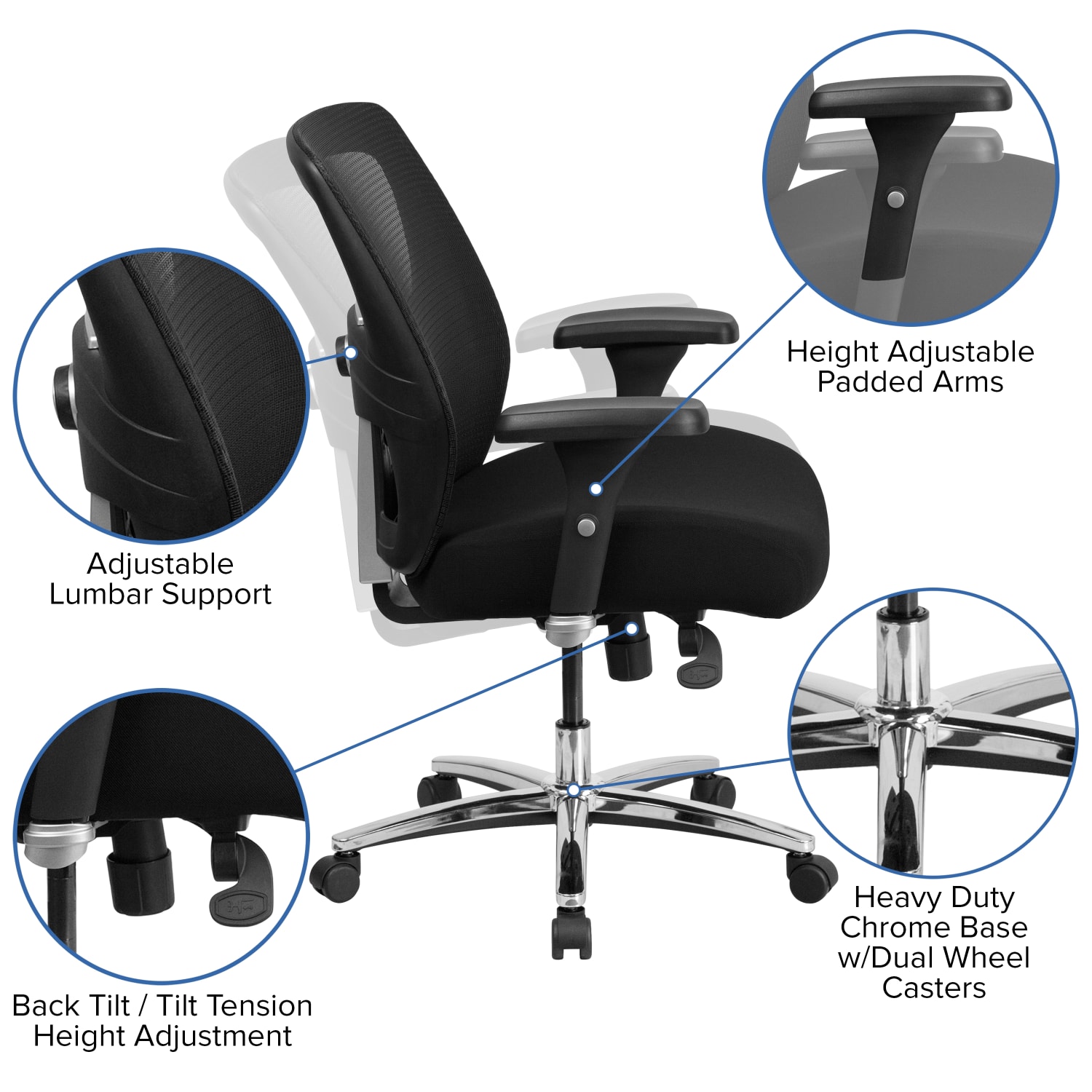 Flash Furniture HERCULES Series 247 Intensive Use Big Tall Ergonomic Mesh Office Chair With Ratchet Back BlackGray PopularChairscom Flash Furniture HERCULES Series 24 7 Intensive Use Big Tall Ergonomic Mesh Office Chair With Ratchet Back BlackGray PopularChairscom