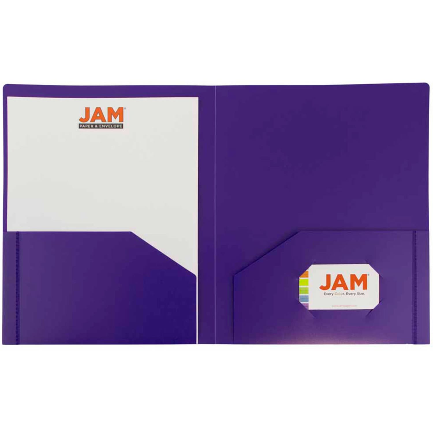 JAM Paper Heavy Duty 2-Pocket Presentation Folder, 8 1/2in x 11 3/4in, Purple, 6/pack - Image 4