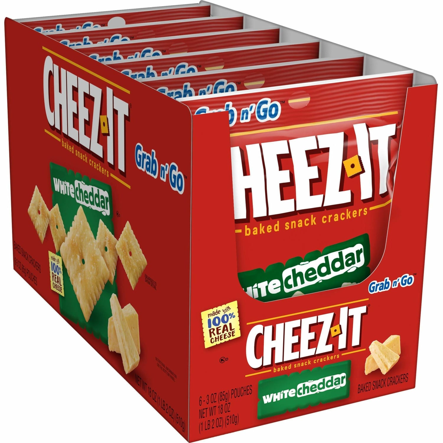 Cheez-It Baked Snack Crackers, White Cheddar, 1.5 Oz Bags, Box Of 6 - Image 3