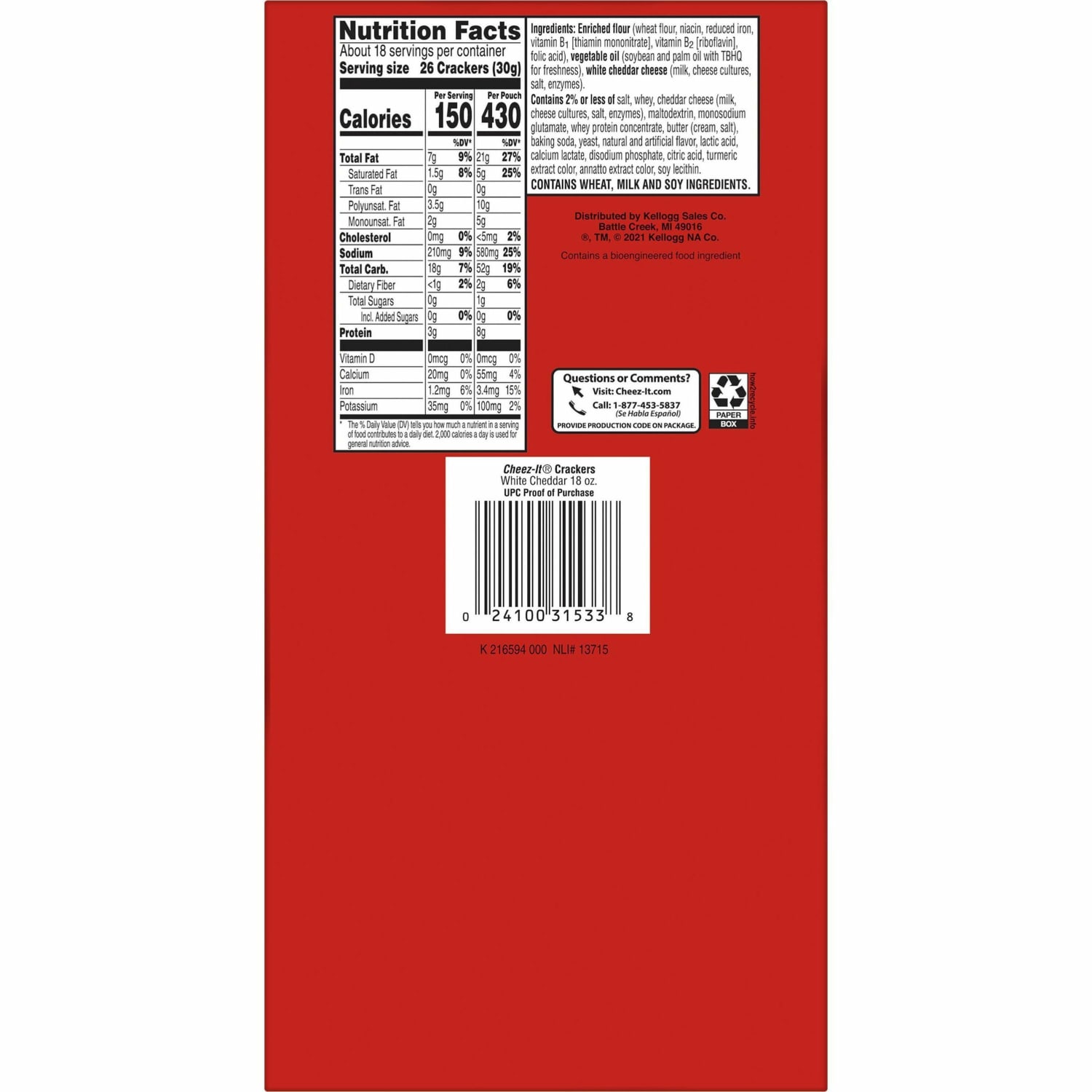 Cheez-It Baked Snack Crackers, White Cheddar, 1.5 Oz Bags, Box Of 6 - Image 5