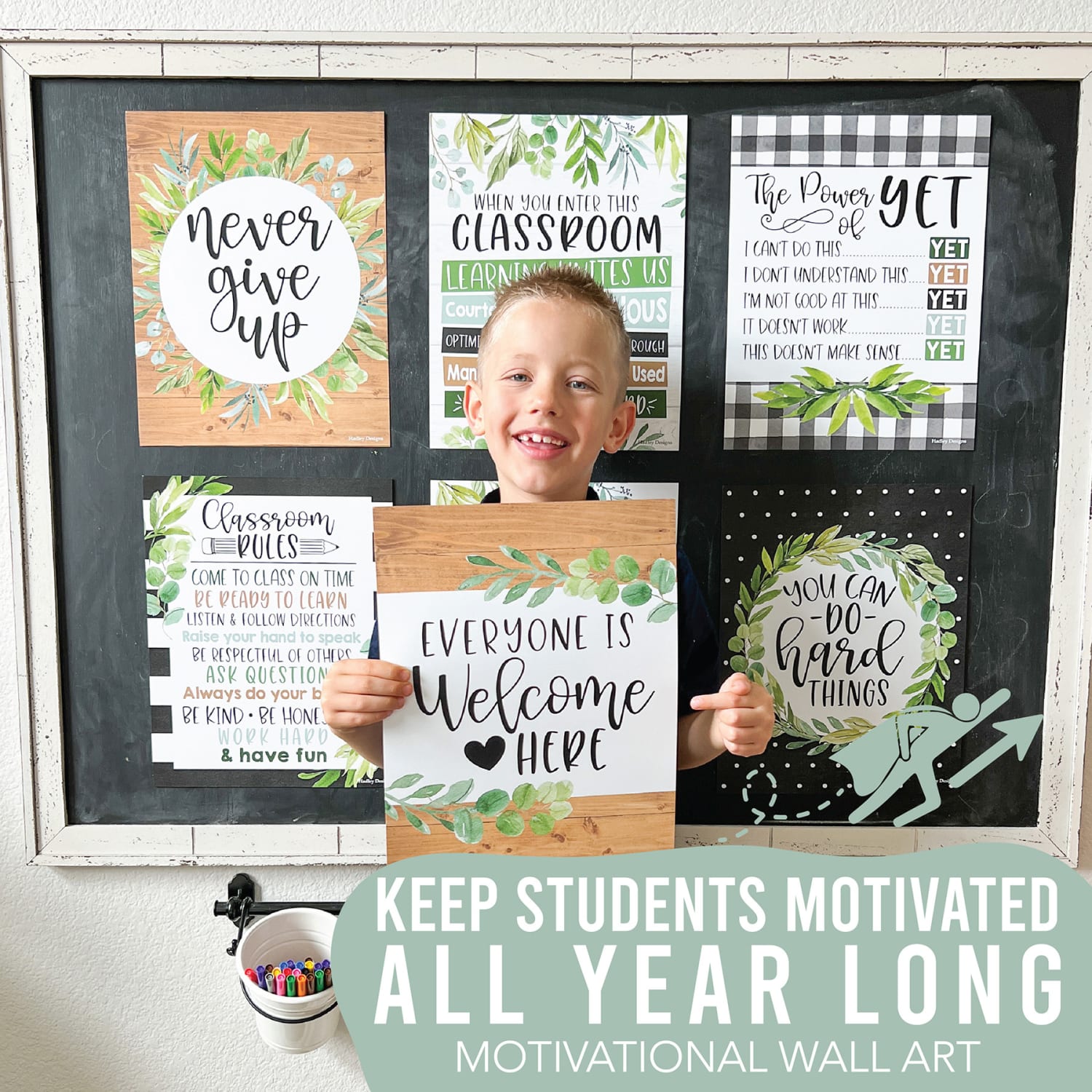 Hadley Designs Posters, Boho Farmhouse Growth Mindset Classroom Decor, Set Of 9 - Image 6