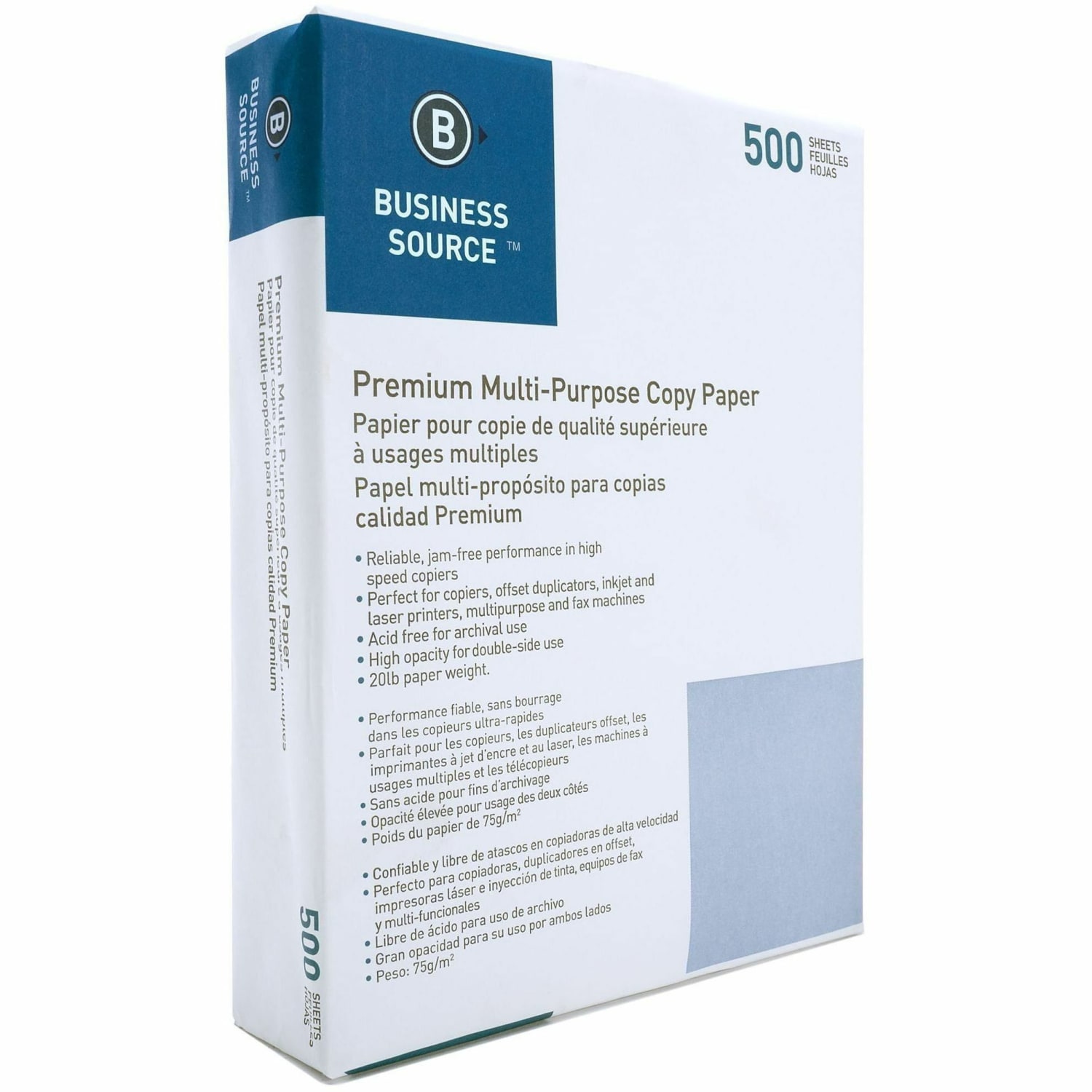 Business Source Premium Multi-Use Printer & Copy Paper, 10 Reams, White, Letter (8.5in x 11in), 5000 Sheets Per Case, 20 Lb, 92 Brightness - Image 4