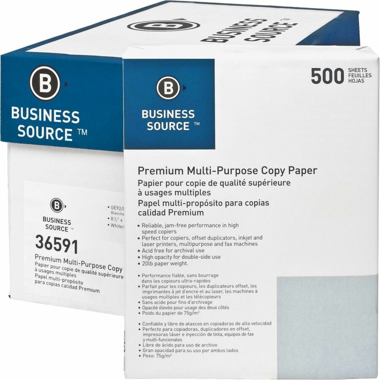 Business Source Premium Multi-Use Printer & Copy Paper, 10 Reams, White, Letter (8.5in x 11in), 5000 Sheets Per Case, 20 Lb, 92 Brightness - Image 6