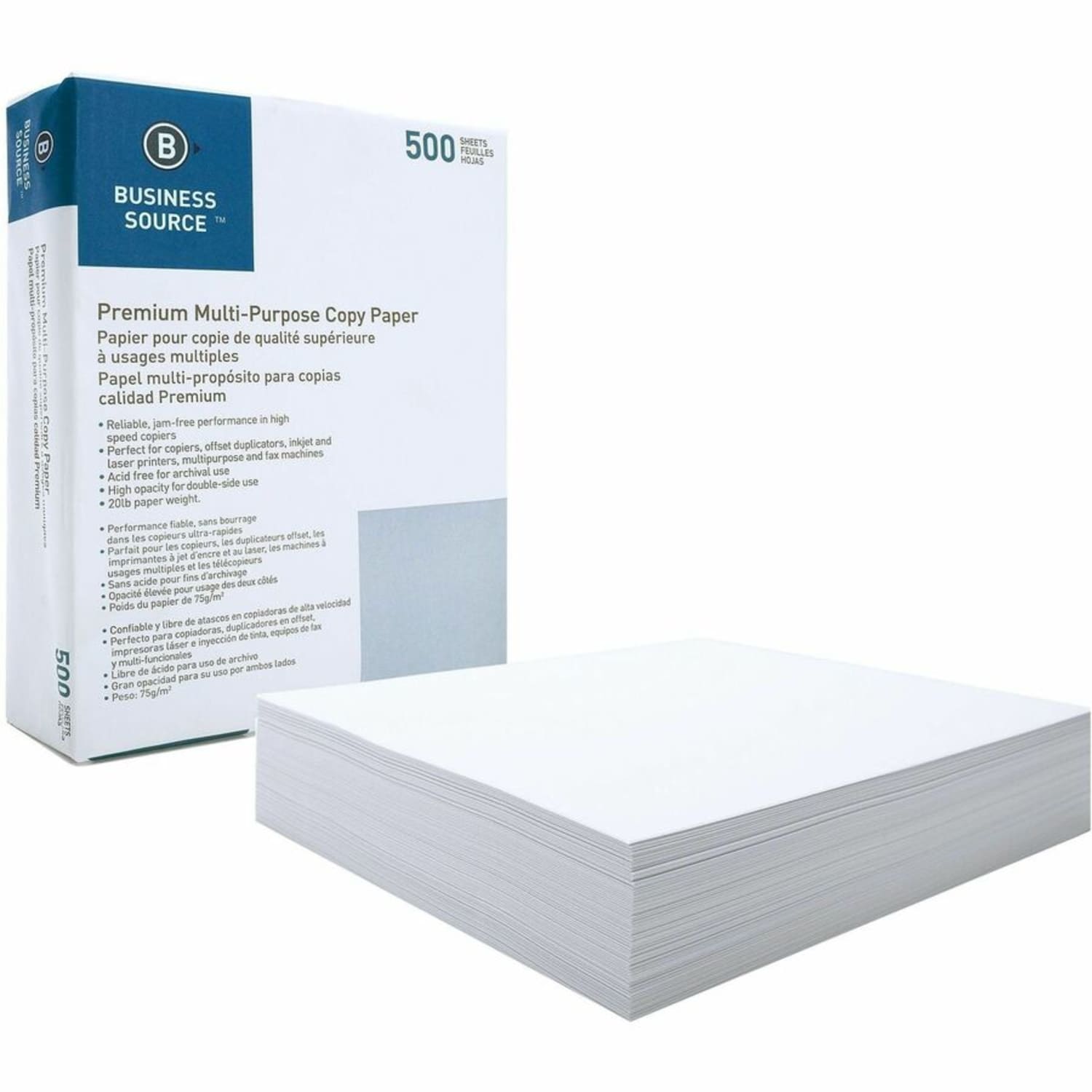 Business Source Premium Multi-Use Printer & Copy Paper, 10 Reams, White, Letter (8.5in x 11in), 5000 Sheets Per Case, 20 Lb, 92 Brightness - Image 4