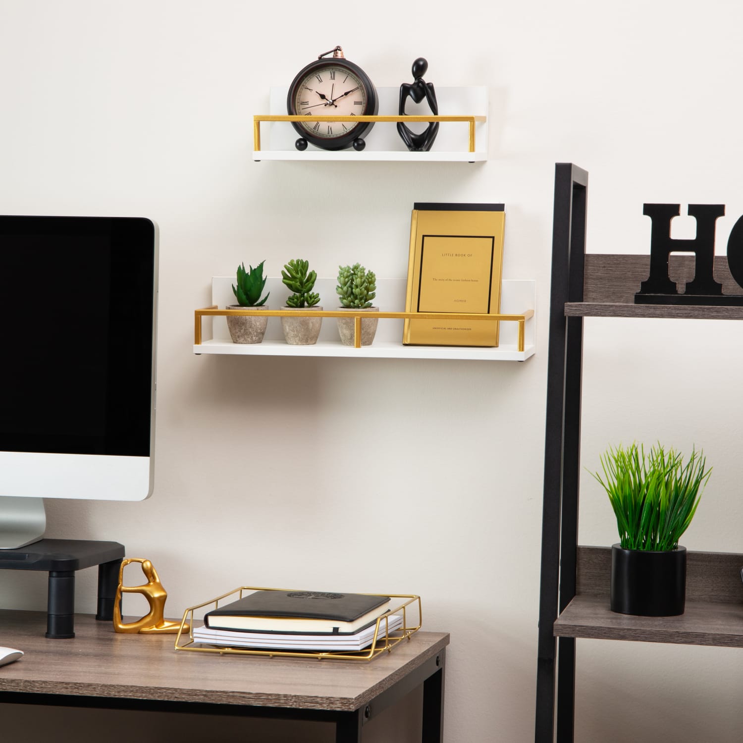 Mind Reader Wall-Mounted Floating Shelves, 3-15/16inH x 4inW x 18inD, White, Set Of 2 Shelves - Image 3